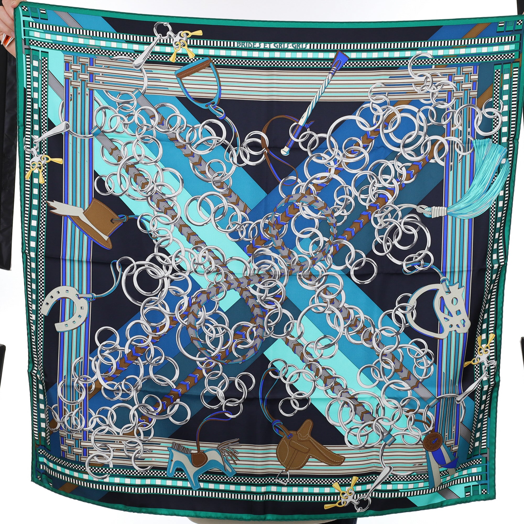 Brand New Boxed Hermès Brides Et Gris-Gris Silk Scarf Quite Rare