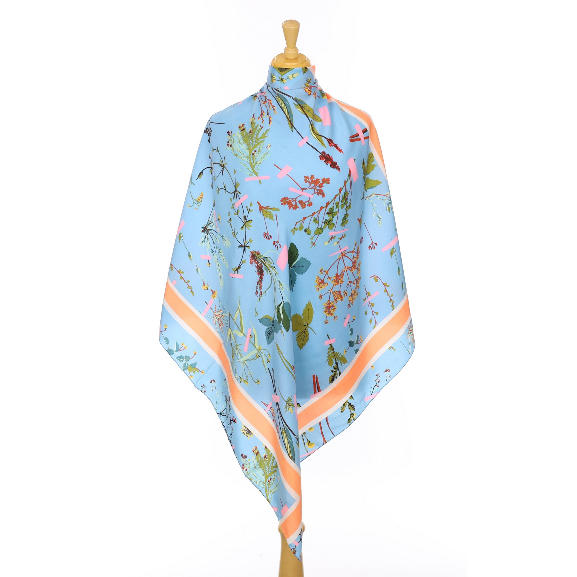 Mii Soft Blue Floral Silk Scarf