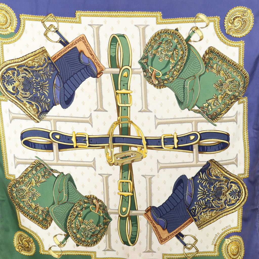 Hermès Selles A Housse Vintage Silk Scarf