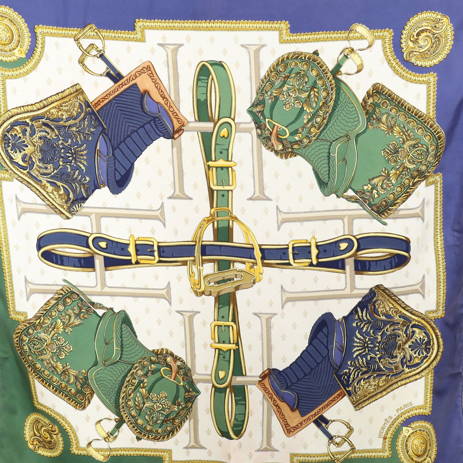 Hermès Selles A Housse Vintage Silk Scarf