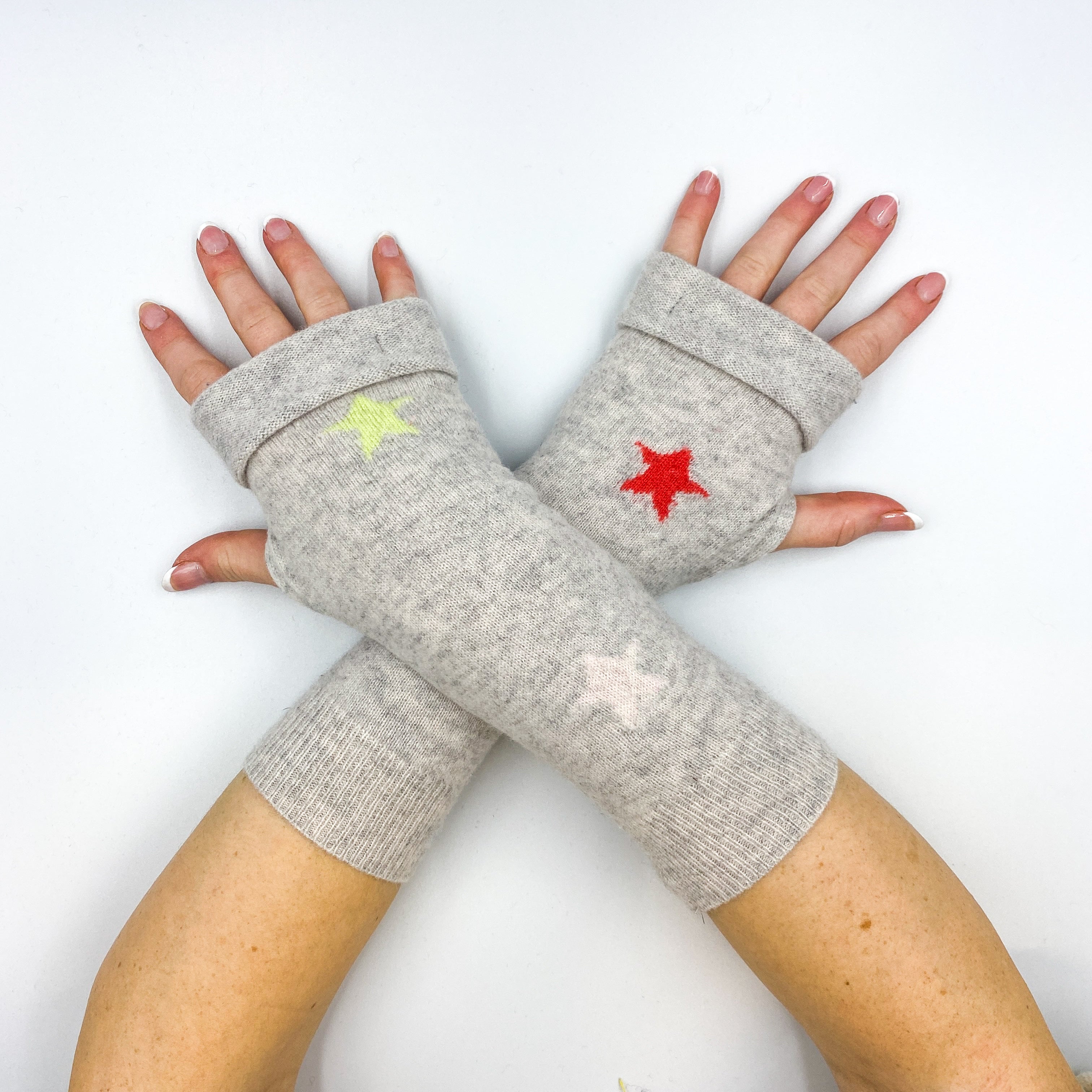 Grey Star Fingerless Gloves