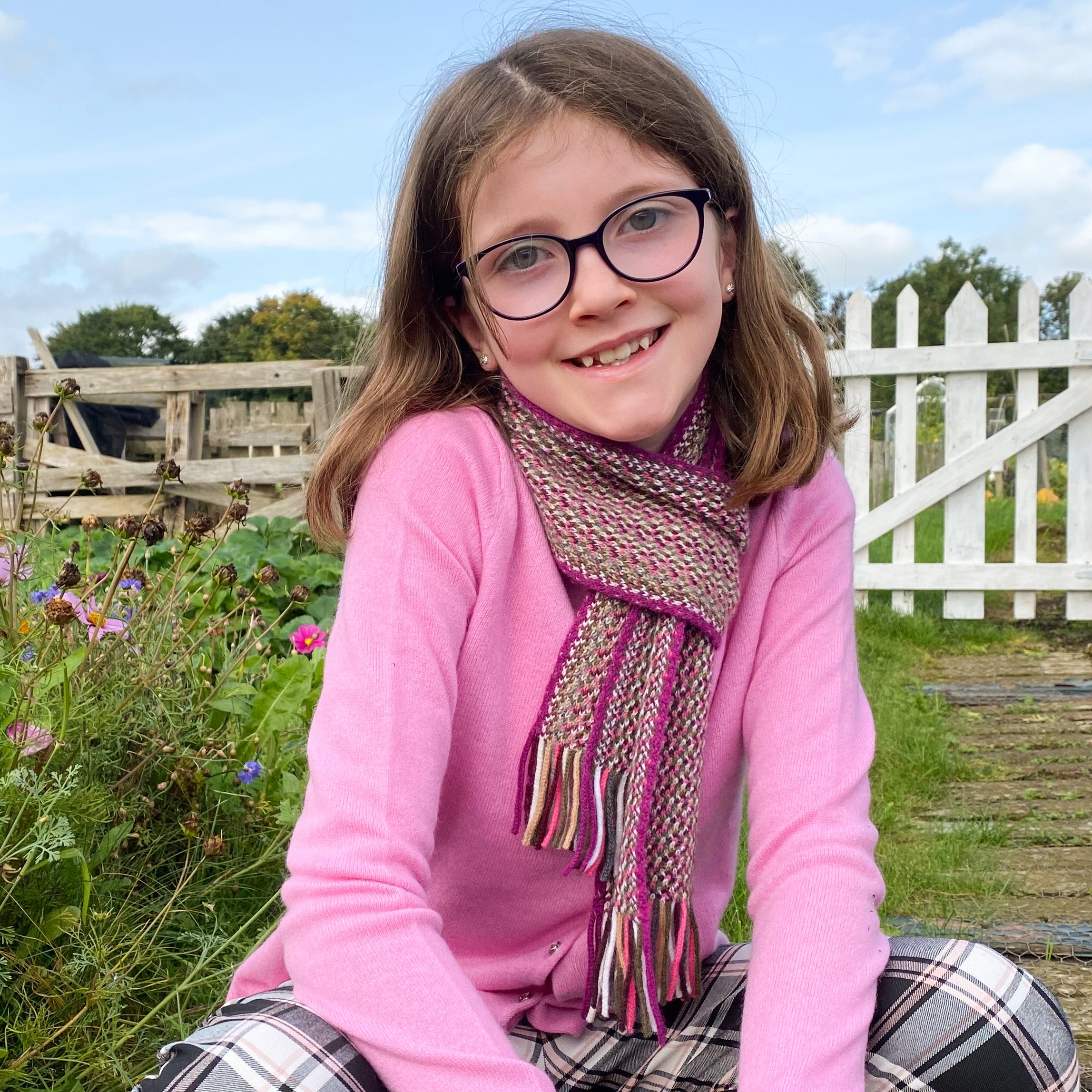 Children’s Brand New Scottish Pink Multicoloured Cashmere Scarf