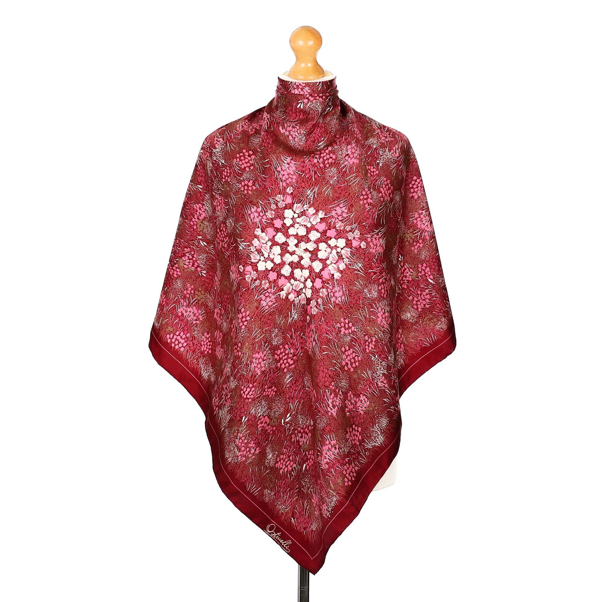 Ostinelli Pink Floral Vintage Silk Scarf