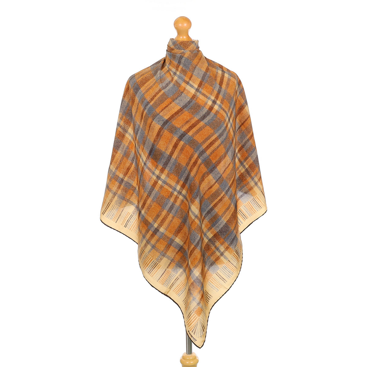 1970’s Jacqmar Brown Plaid Vintage Silk Scarf