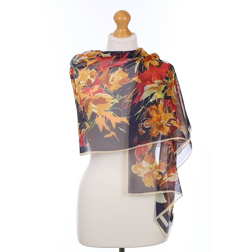 Mila Schön Autumn Leaves Silk Scarf