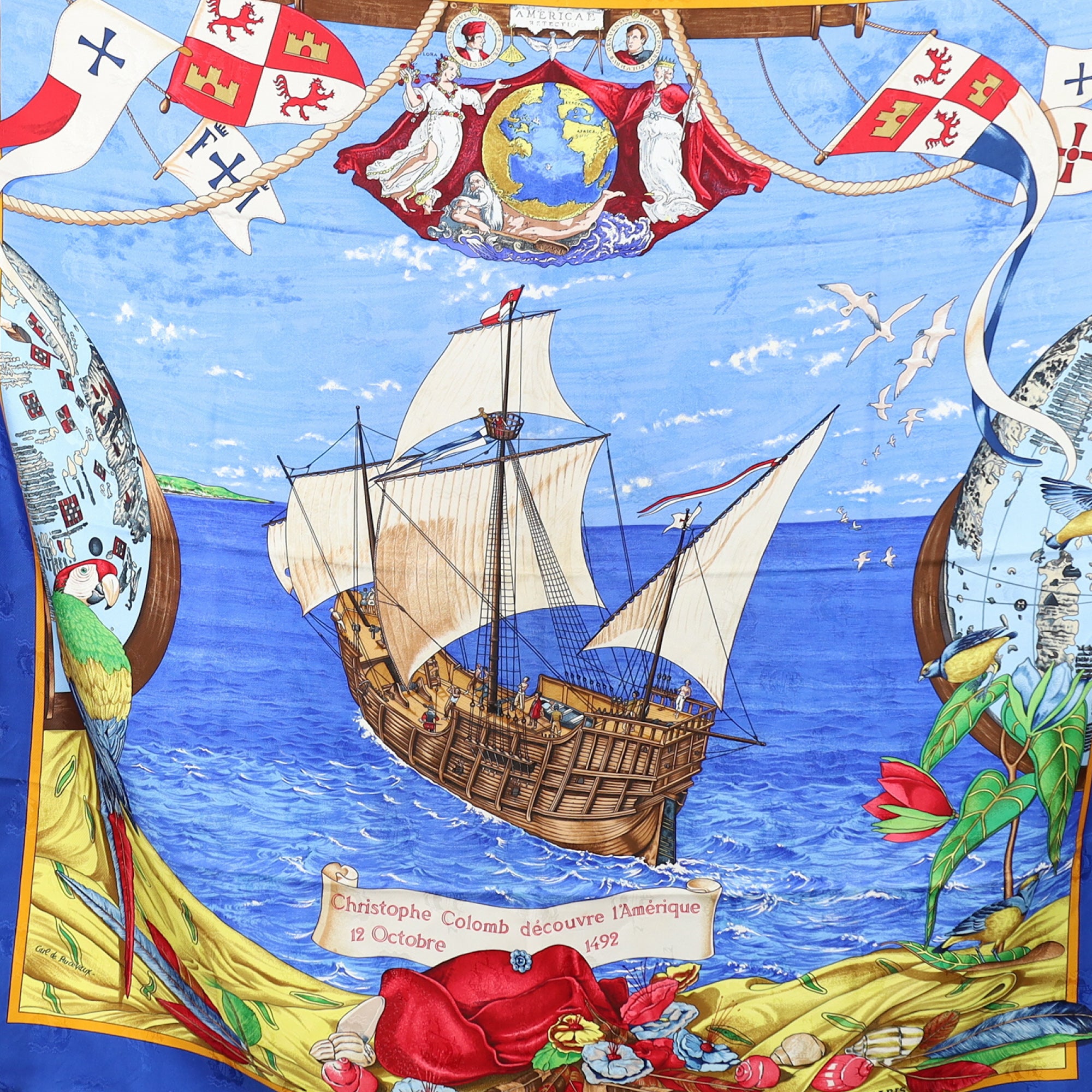 Hermès Christophe Colomb Découvre L’Amérique Silk Scarf Quite Rare