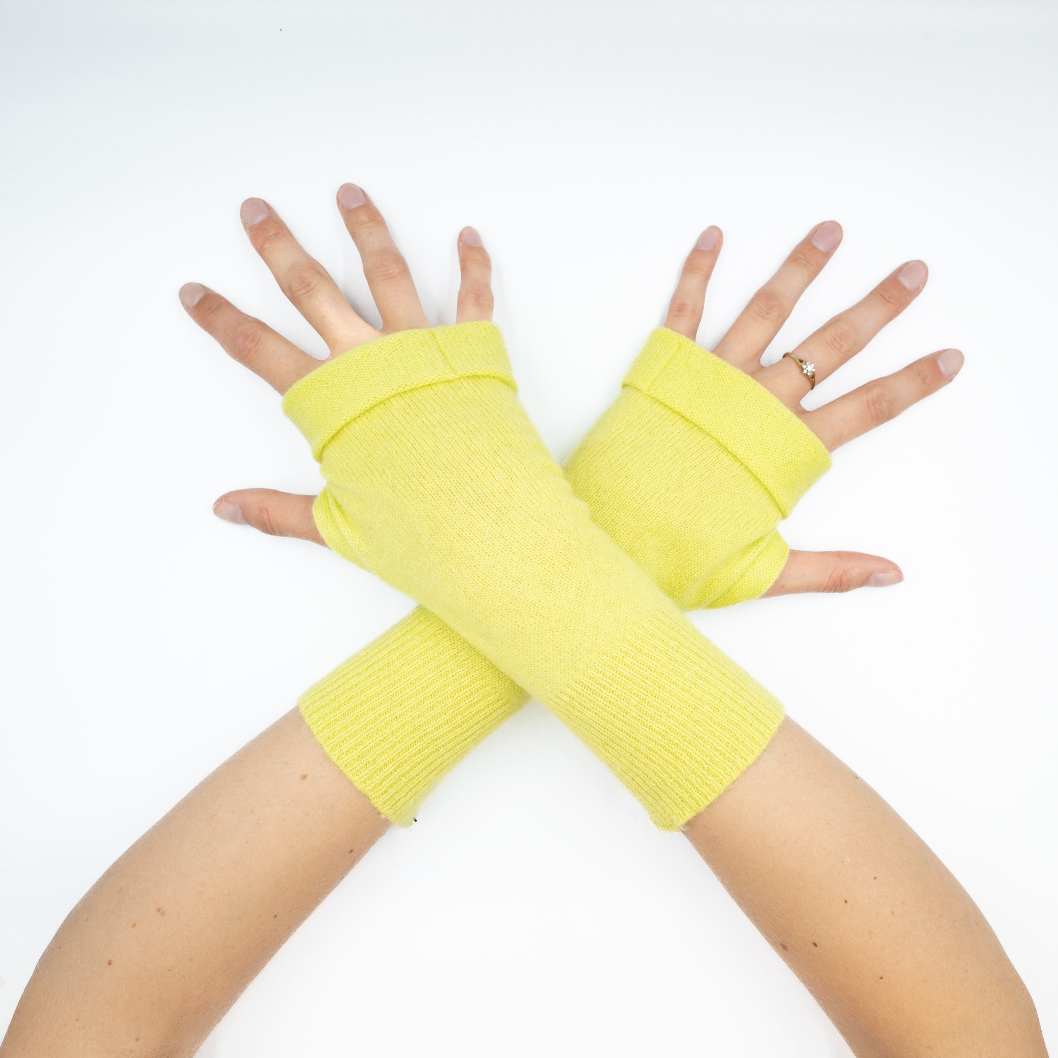 Neon Lime Green Fingerless Gloves