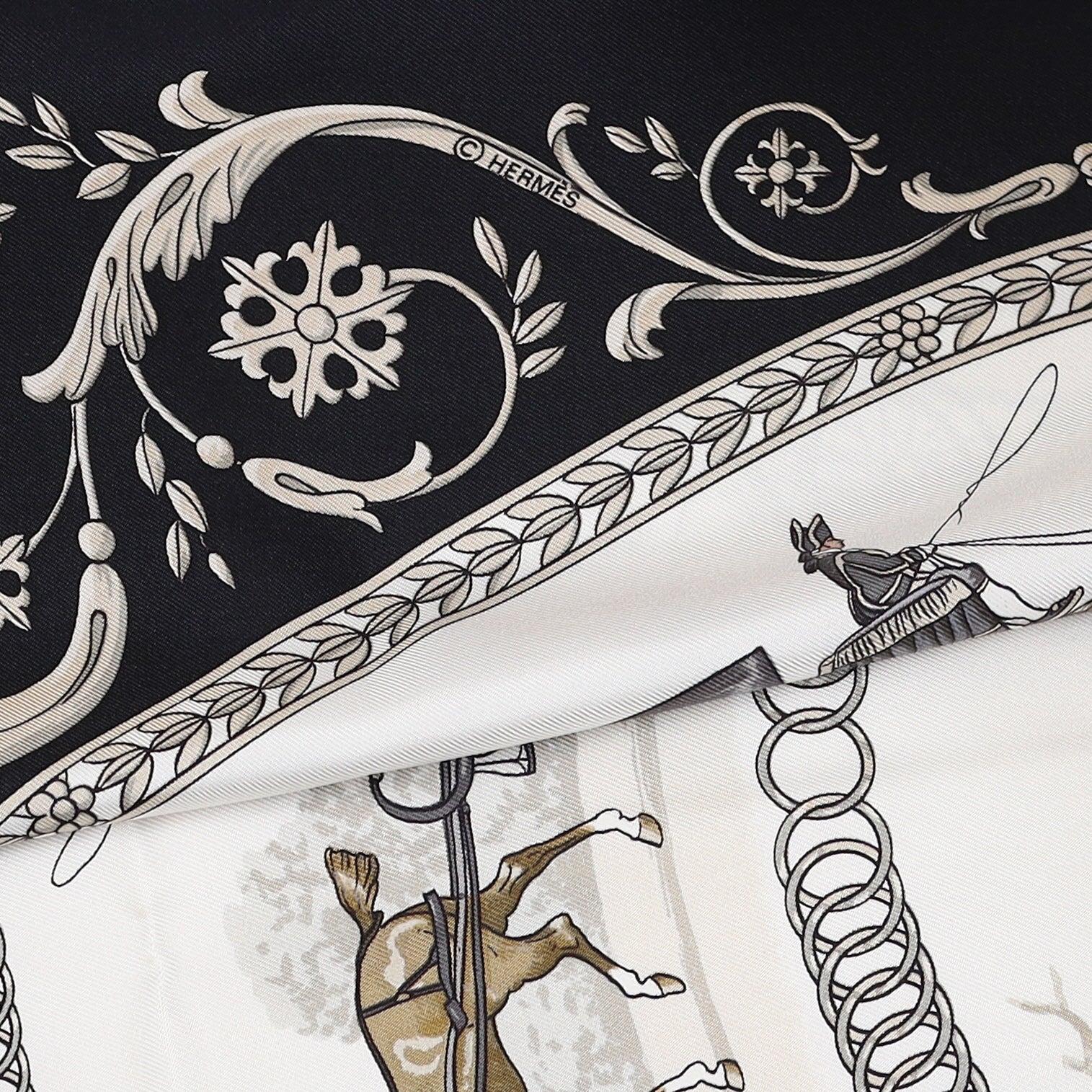 Brand New Boxed Hermès La Promenade de Longchamps Silk Scarf