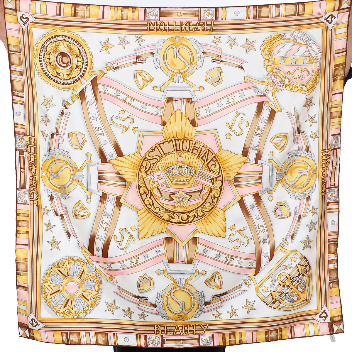 St John Pink And Gold Silk Scarf