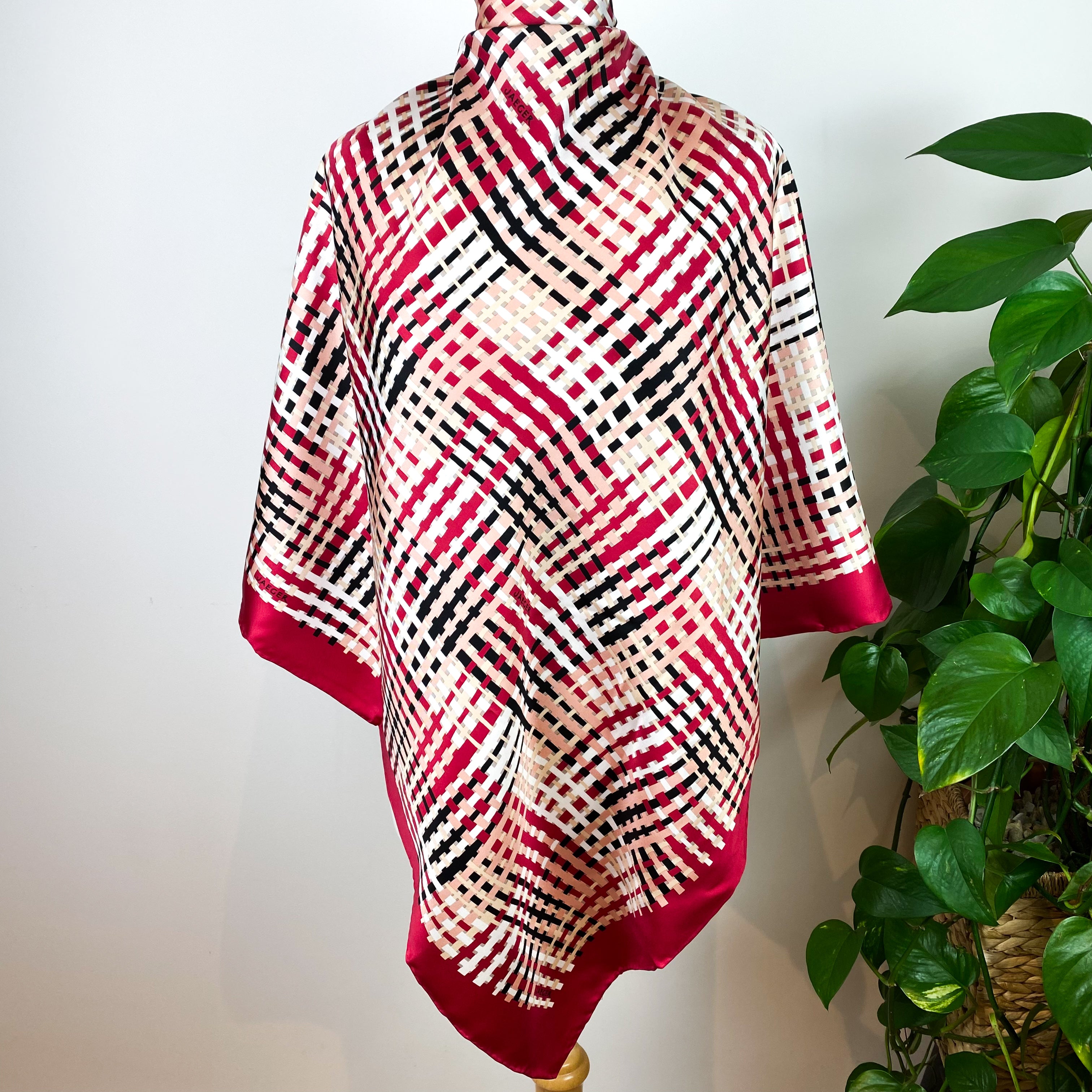 Large Jaeger Checked Silk Scarf