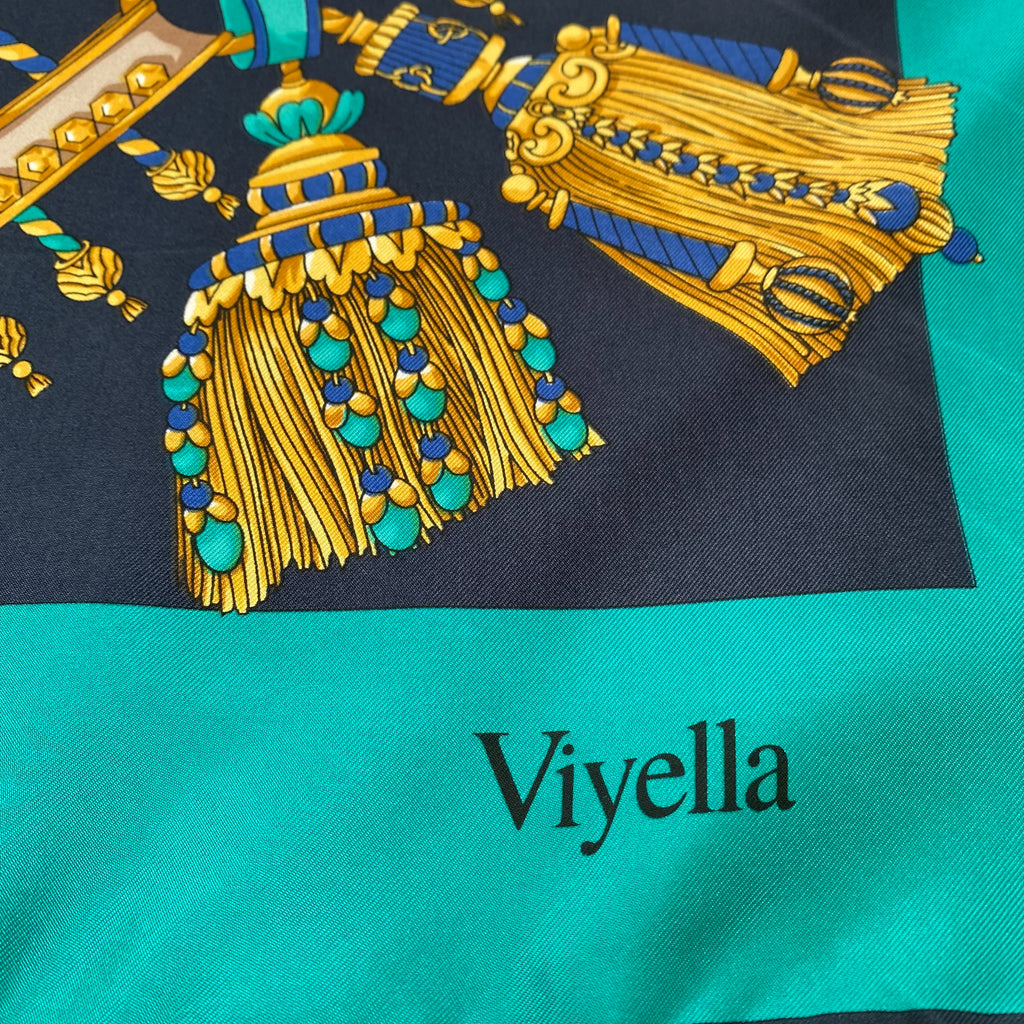 Viyella Navy and Teal Silk Scarf