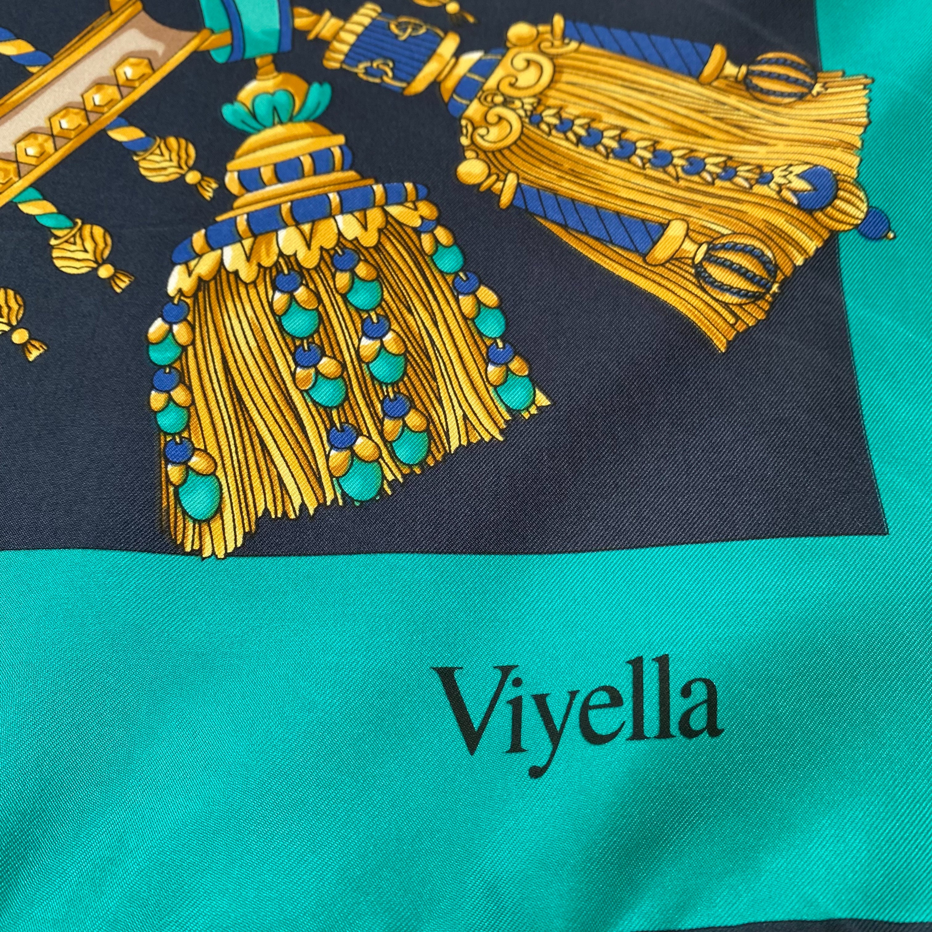 Viyella Navy and Teal Silk Scarf
