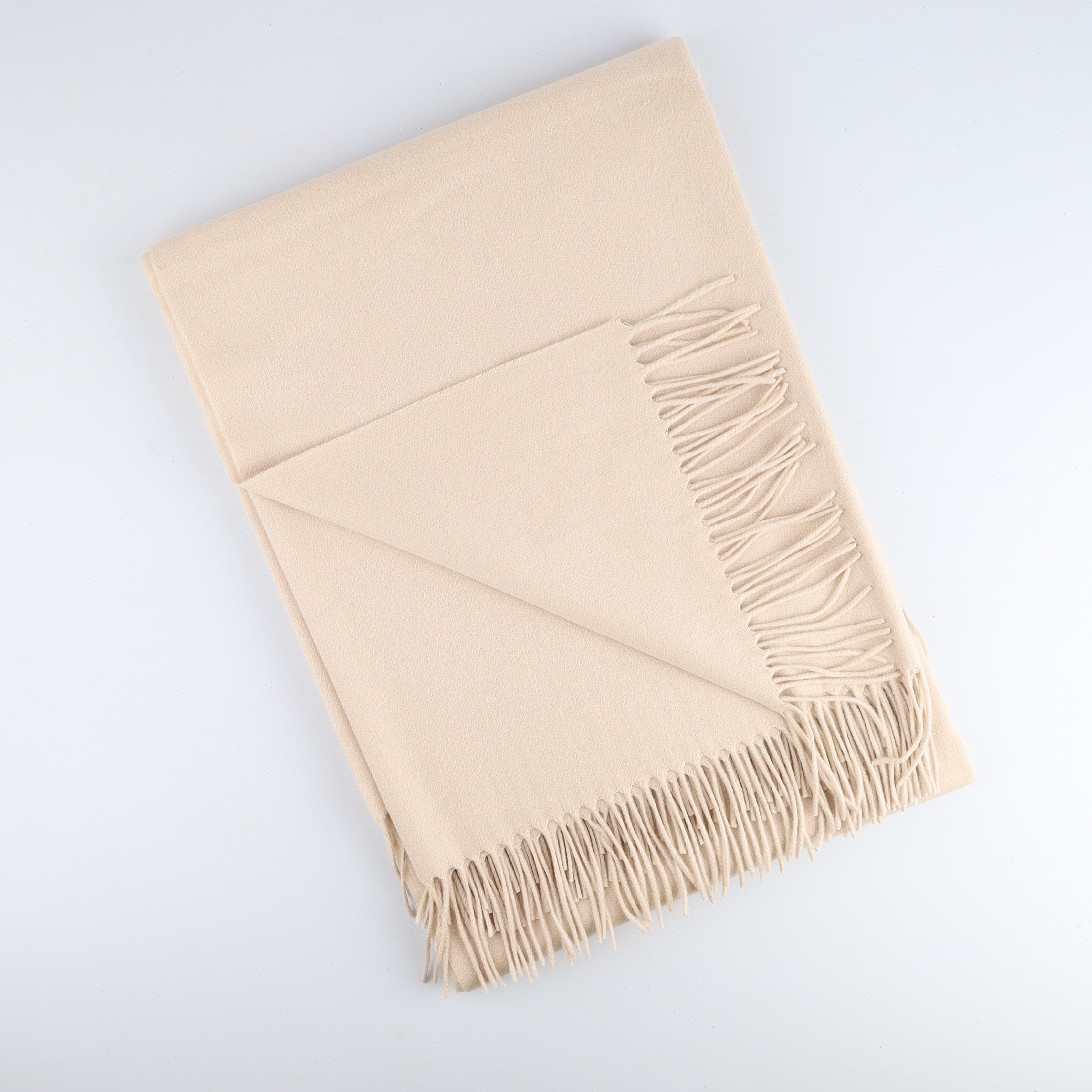 Brand New English Soft Beige Luxury Woven Cashmere Blanket