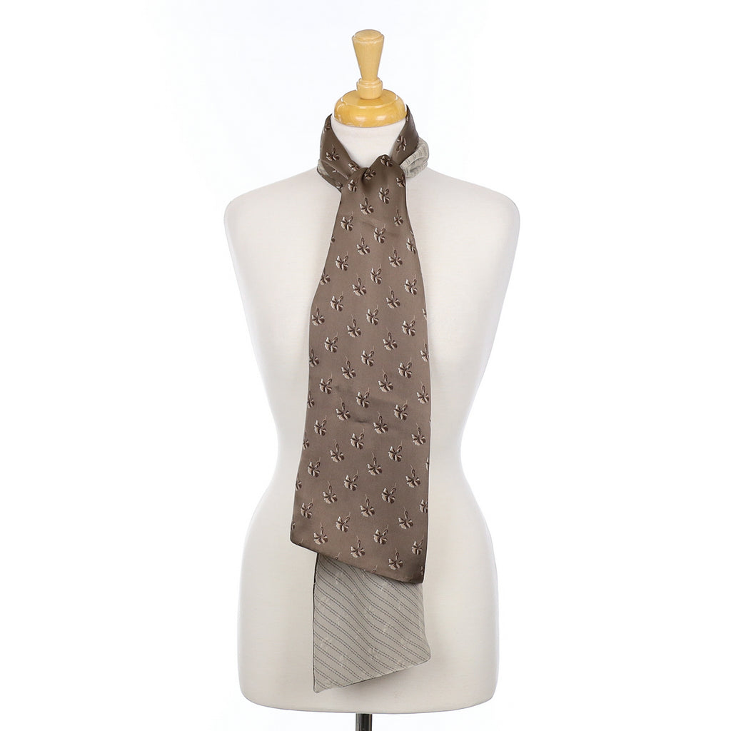 Unworn Laura Ashley Taupe Patterned Silk Scarf
