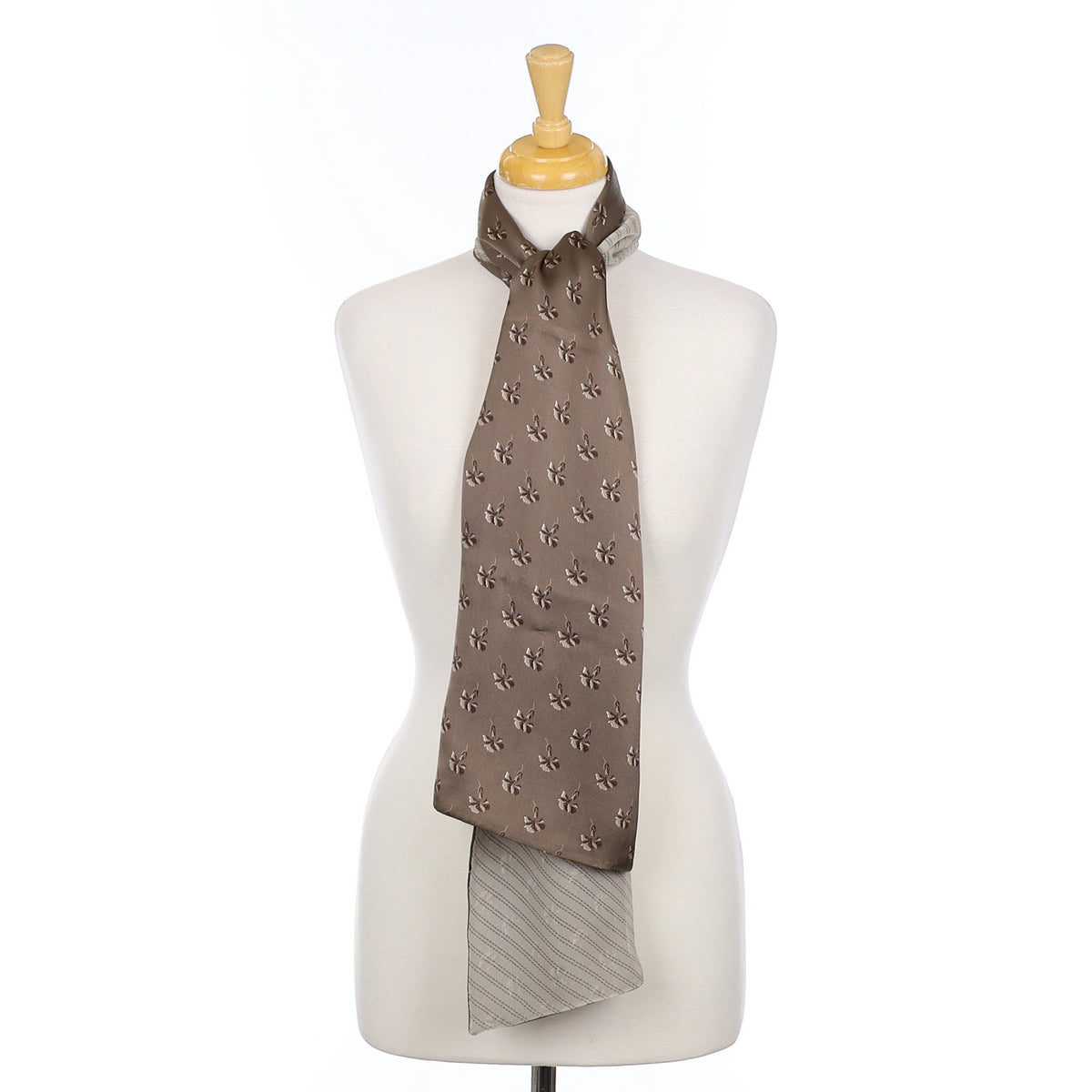 Unworn Laura Ashley Taupe Patterned Silk Scarf