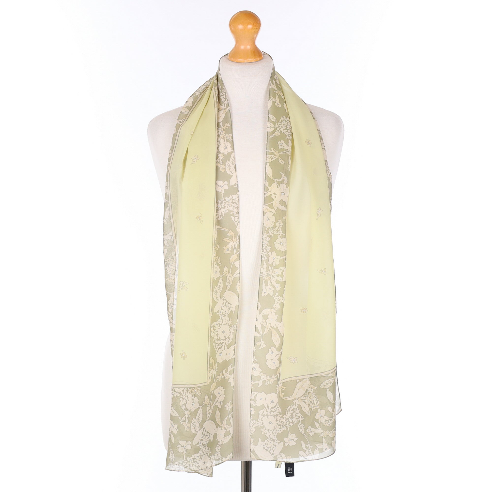 Viyella Green Floral Silk Scarf