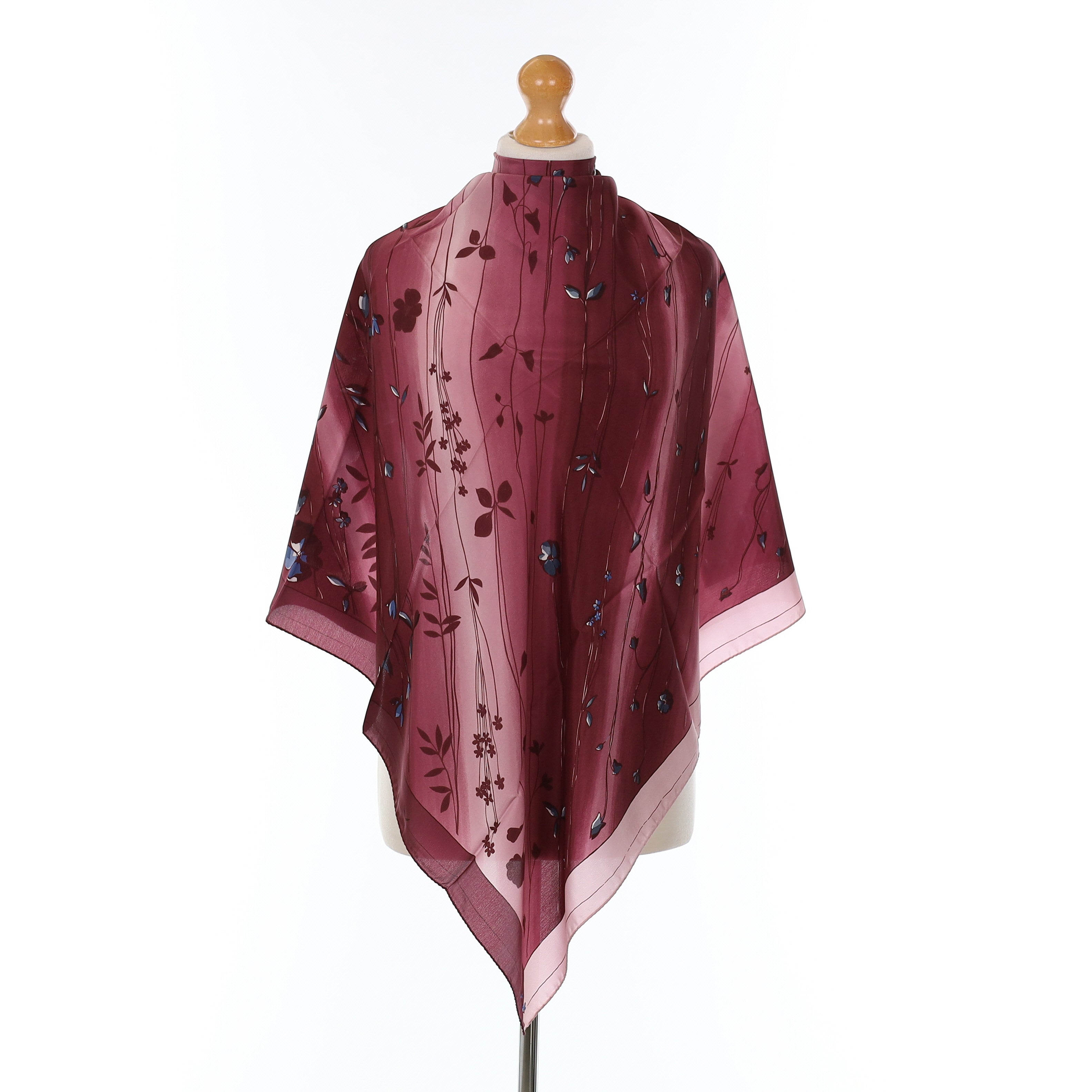 Brand New Plum Floral Silk Scarf