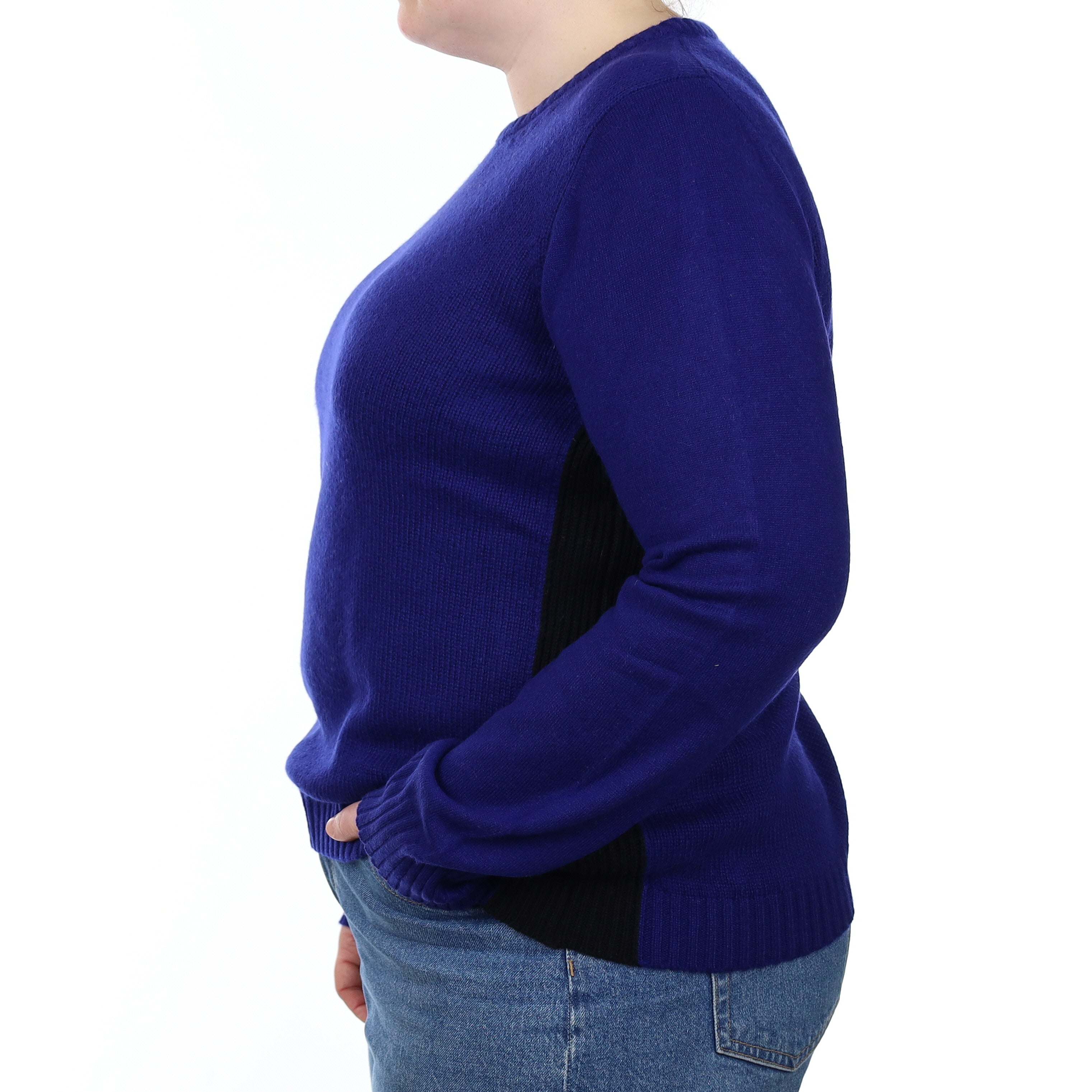 Me & Em Indigo Blue Heavy Knit Cashmere Crew Neck Jumper Large