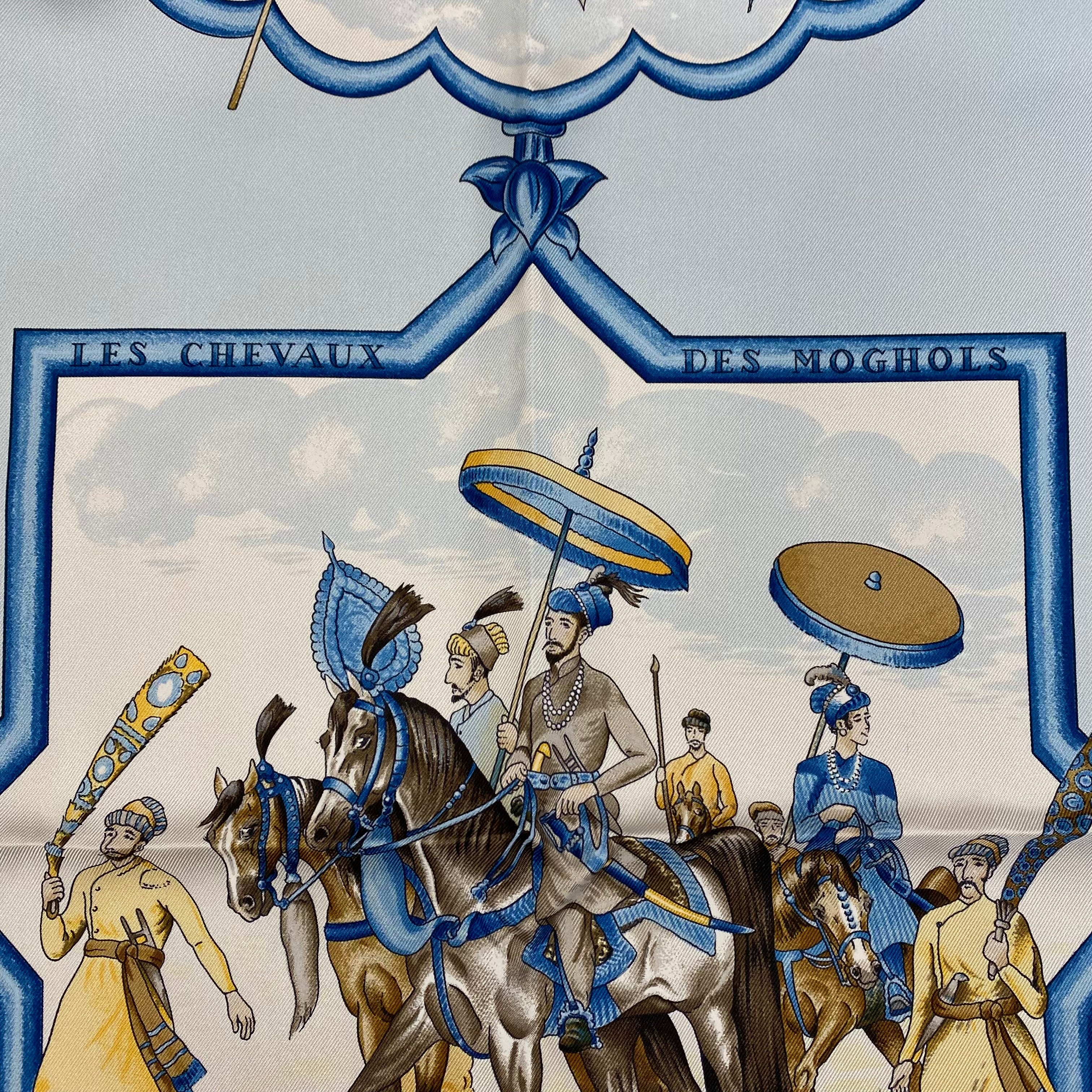 Brand New Hermès Les Chevaux des Moghols Silk Scarf
