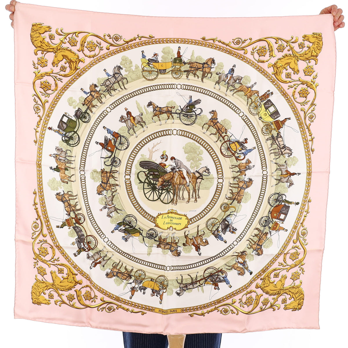 Pristine Hermès La Promenade De Longchamps Silk Scarf