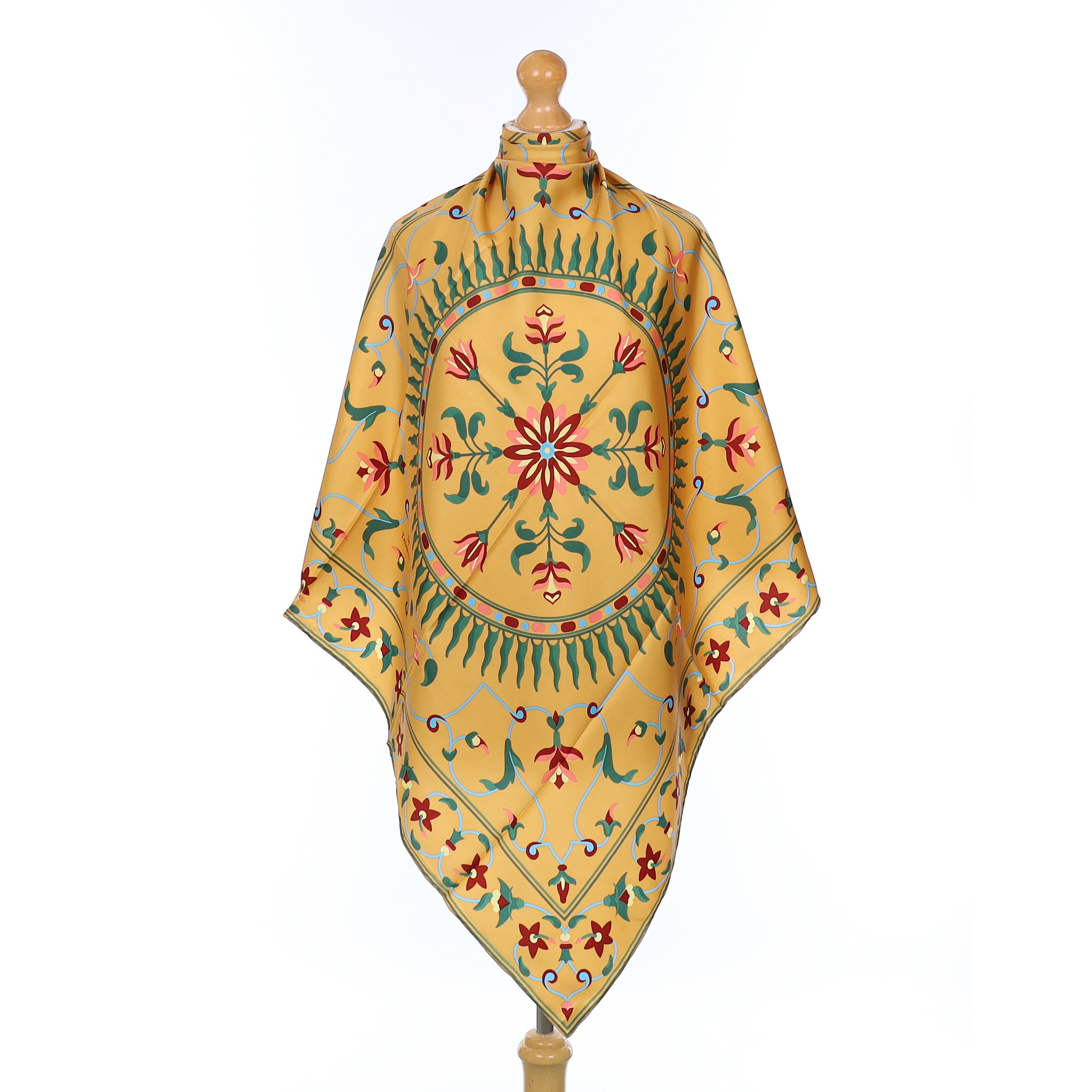 Tasaram Orange Floral Silk Scarf