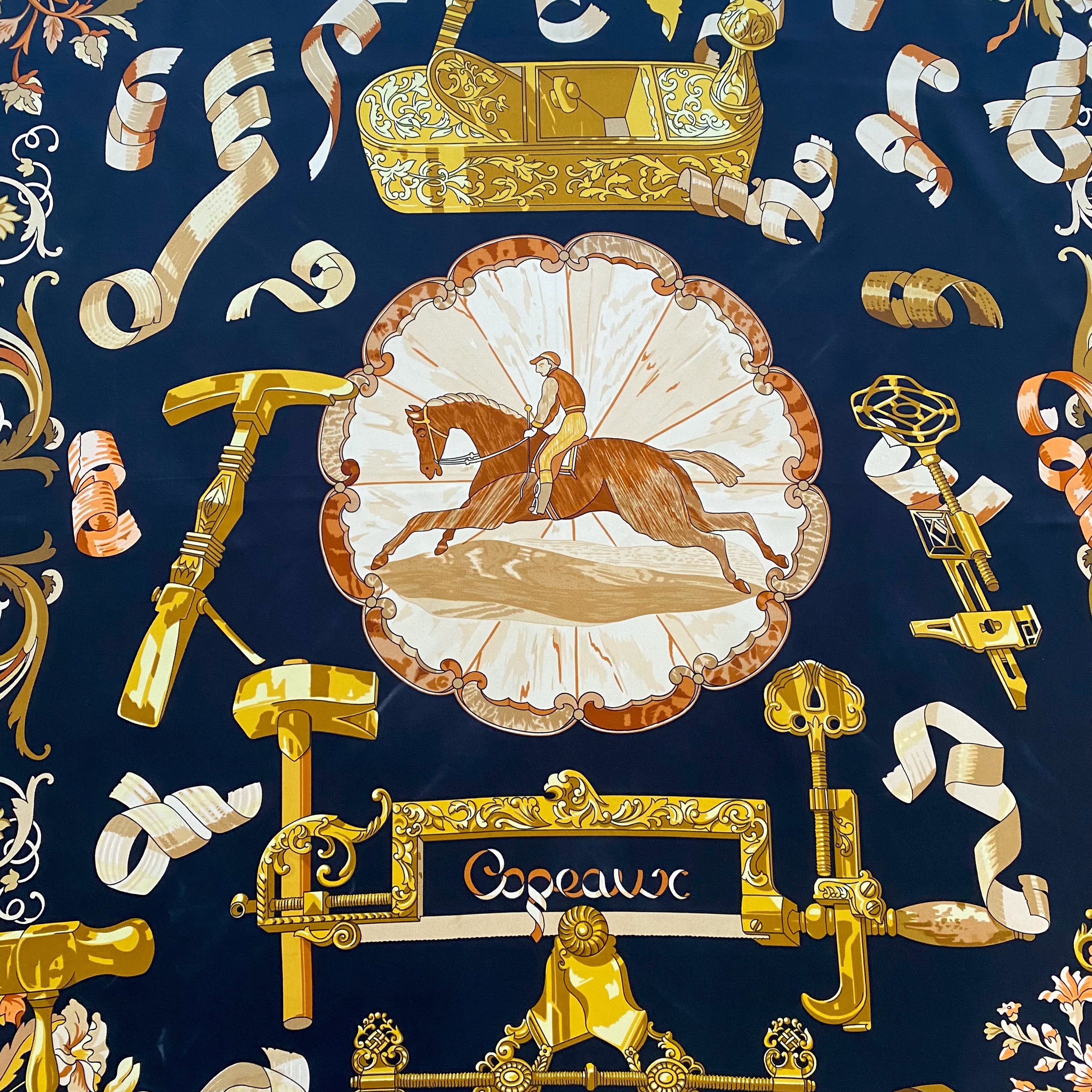 Hermes Copeaux 1998 Designer Silk Scarf