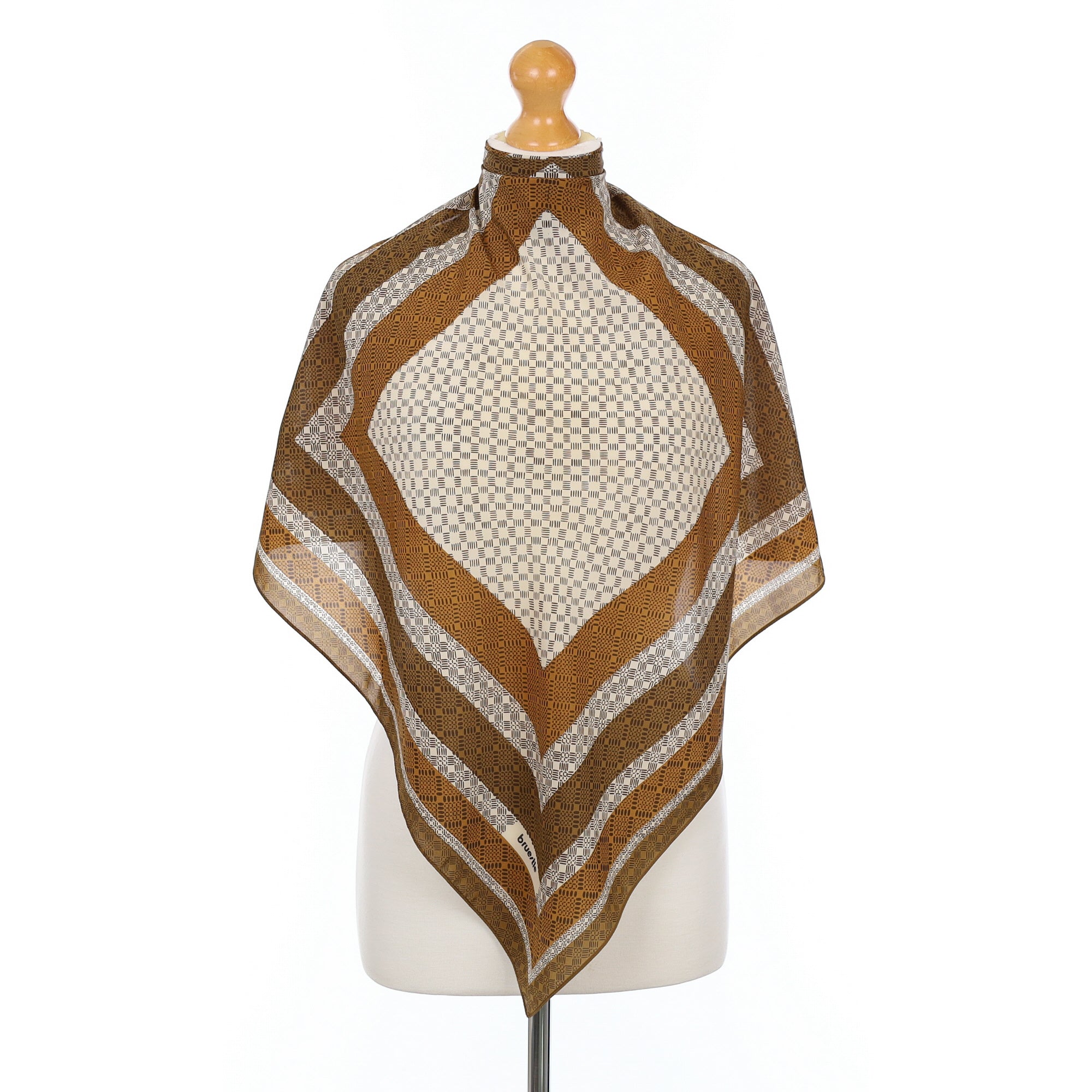 1970’s Brown Patterned Vintage Silk Scarf