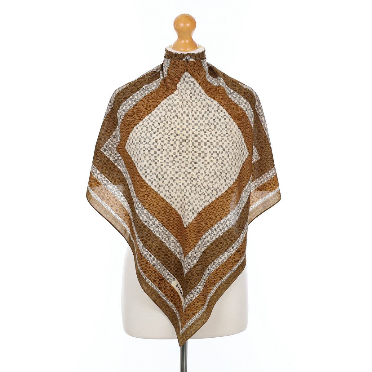 1970’s Brown Patterned Vintage Silk Scarf