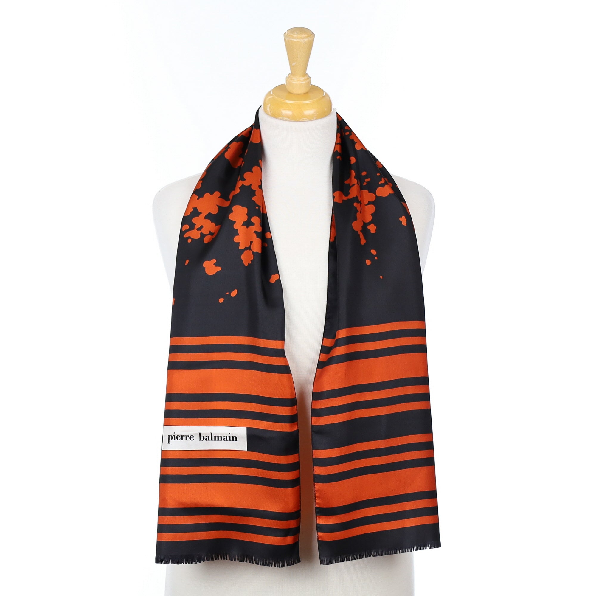 Immaculate Pierre Balmain Striped Vintage Silk Scarf