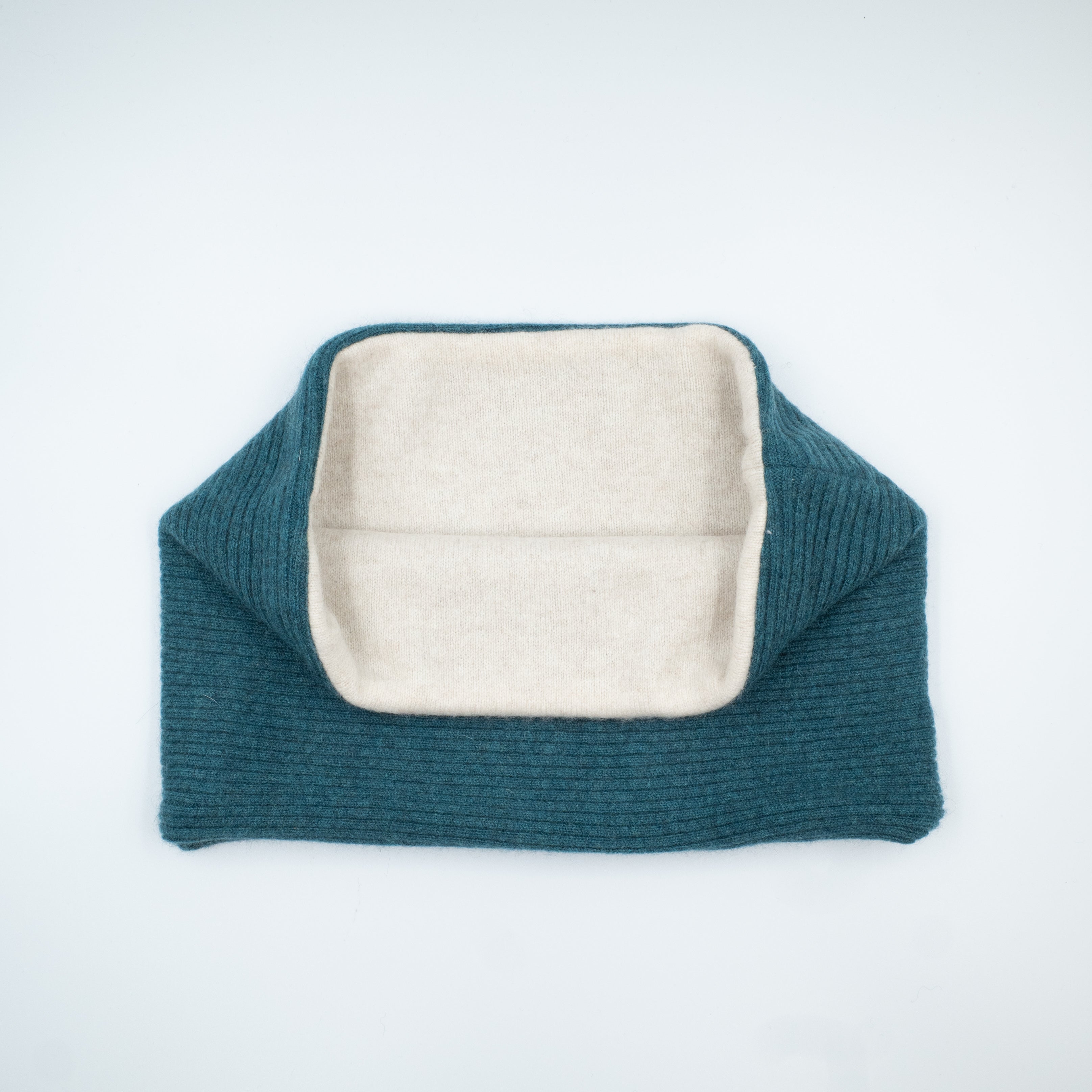 Dark Ocean Green Rib and Oatmeal Neck Warmer