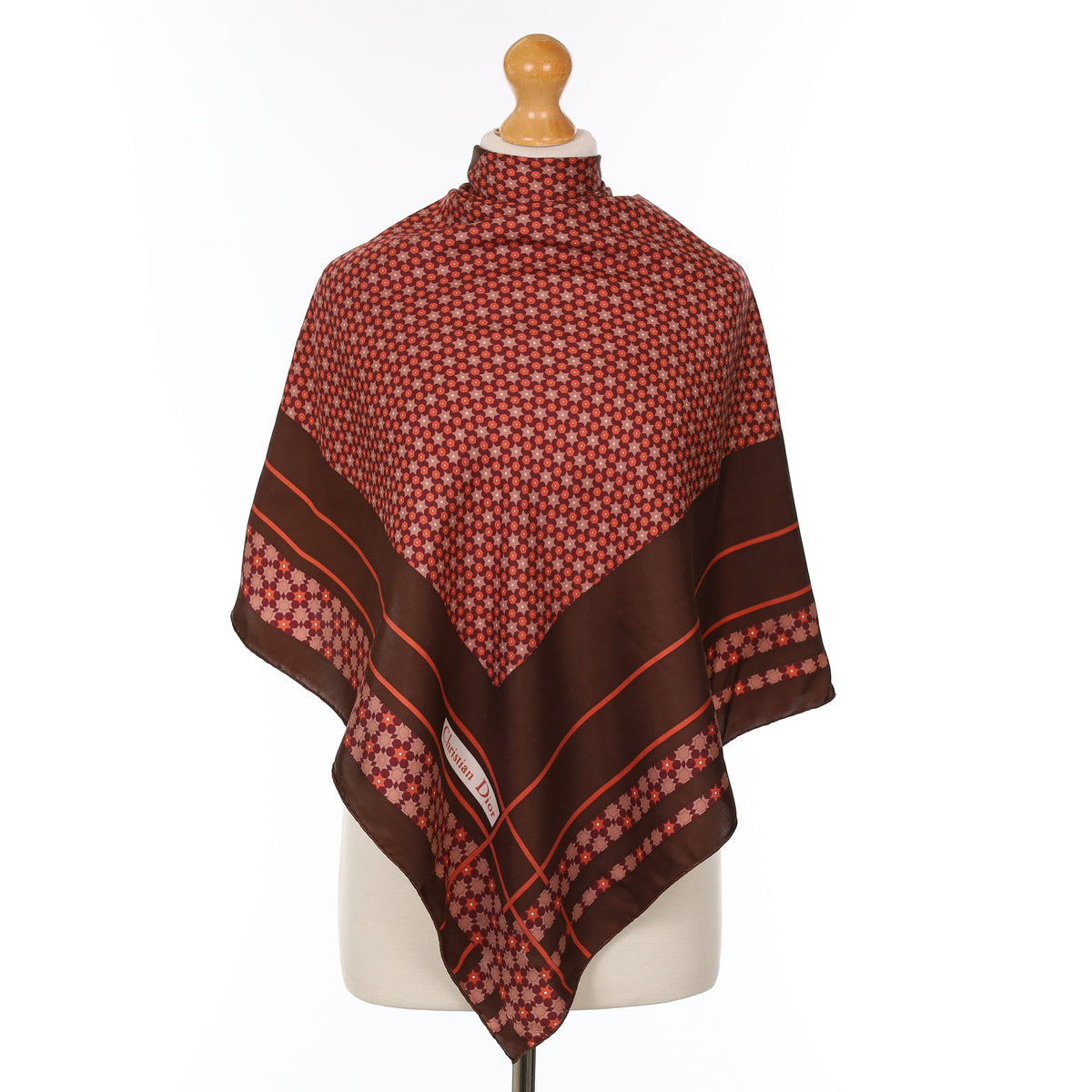 Christian Dior Geometric Patterned Vintage Silk Scarf