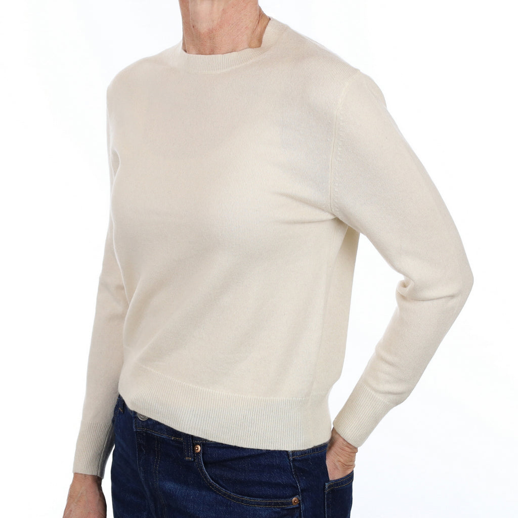 Ivory Cream Cashmere Crew Neck Jumper Small