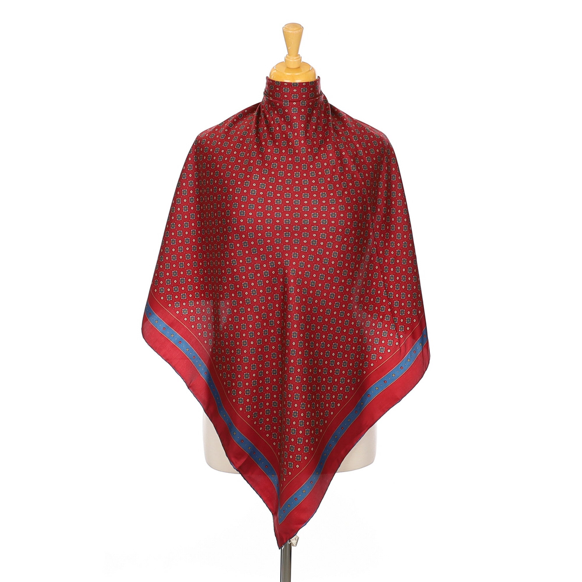 1970’s Ostinelli Deep Red Patterned Vintage Silk Scarf