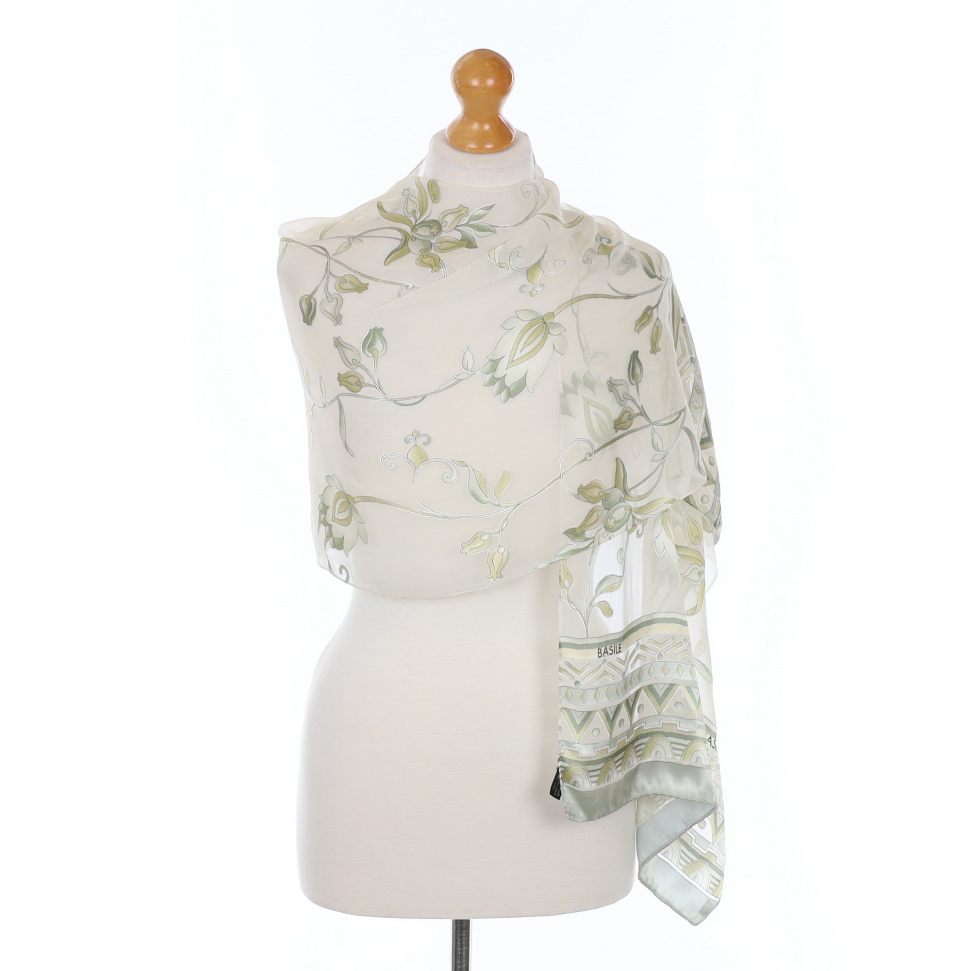 Basile Pale Floral Vintage Silk Scarf