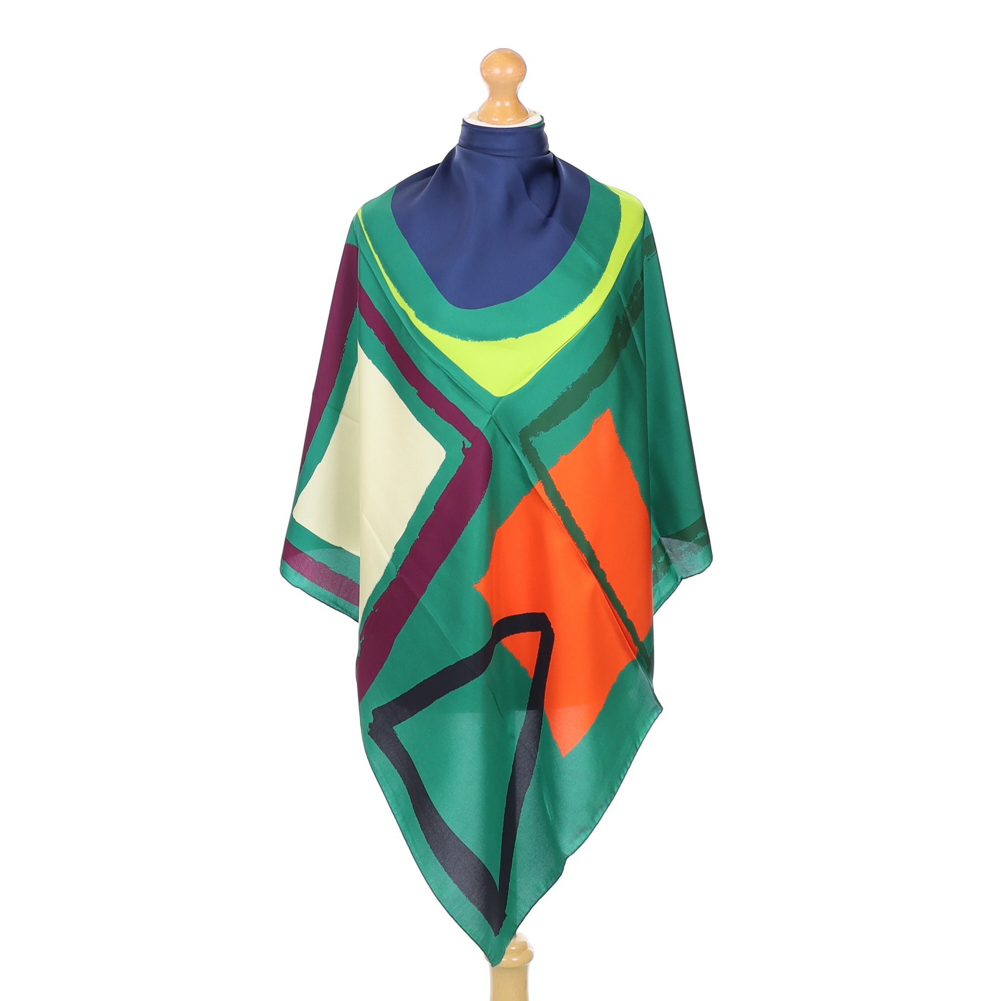Brand New Italian Green Colour Block Silk Scarf