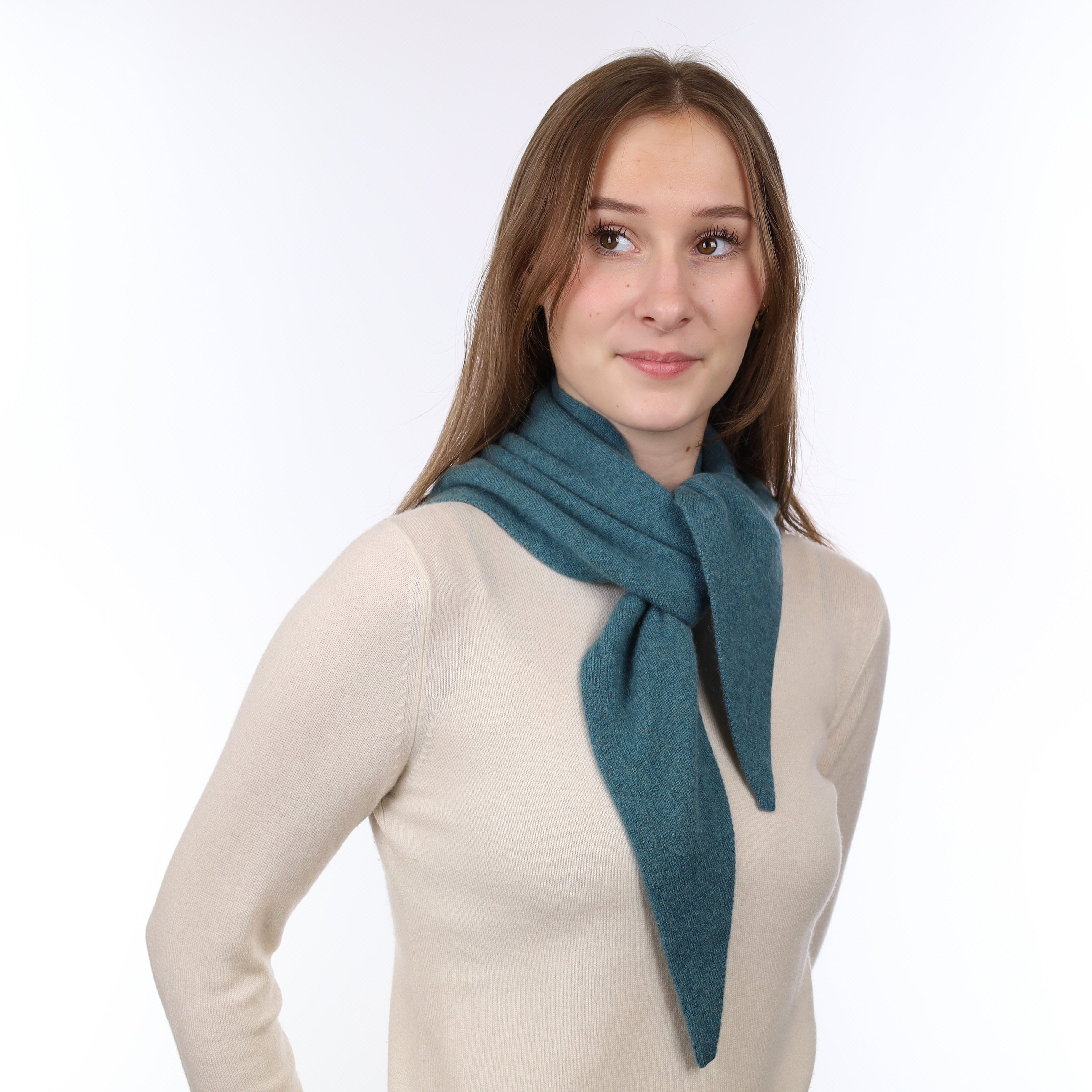 Brand New Ocean Green Recycled Cashmere Triangle Scarf
