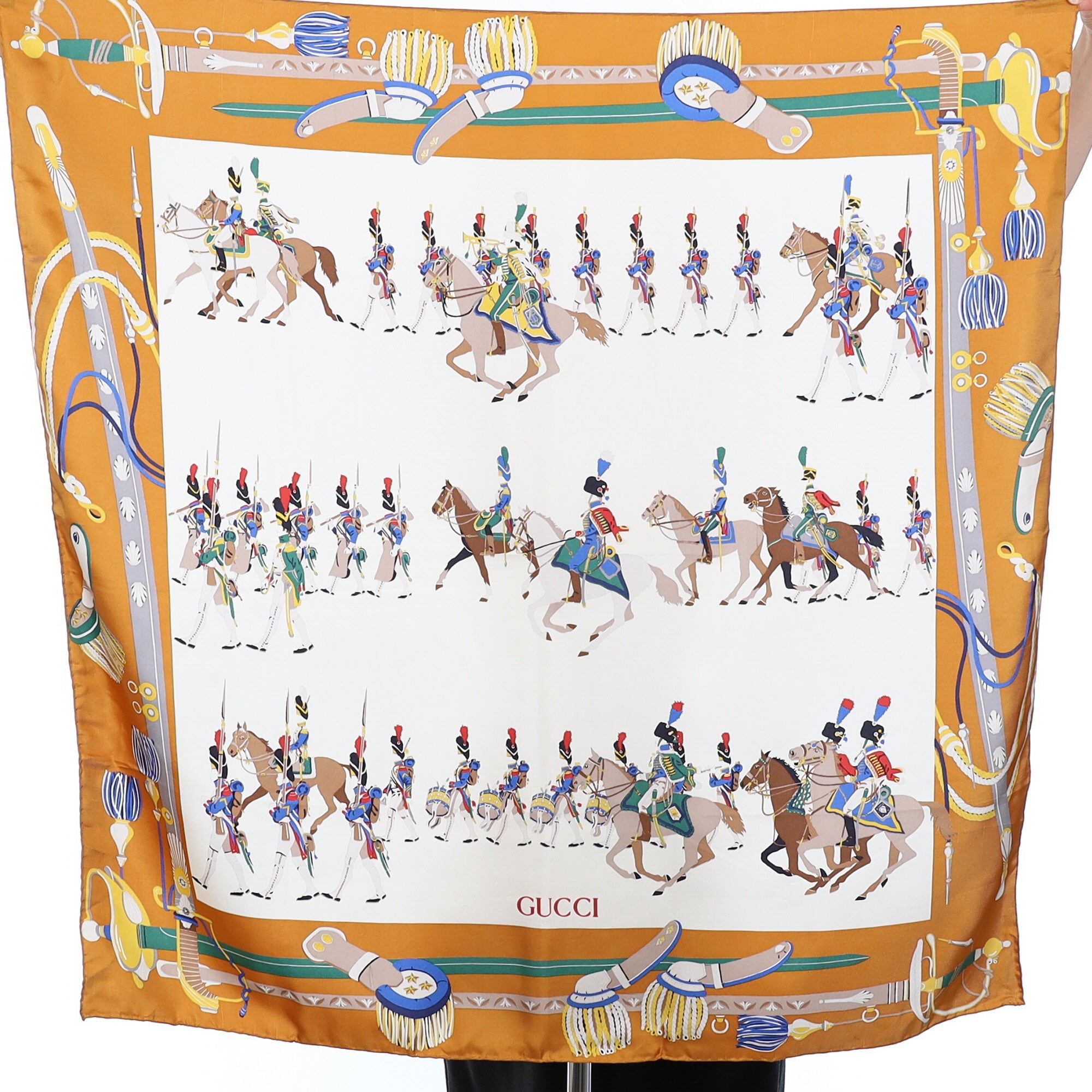 Brand New Gucci Cavalry Vintage Silk Scarf