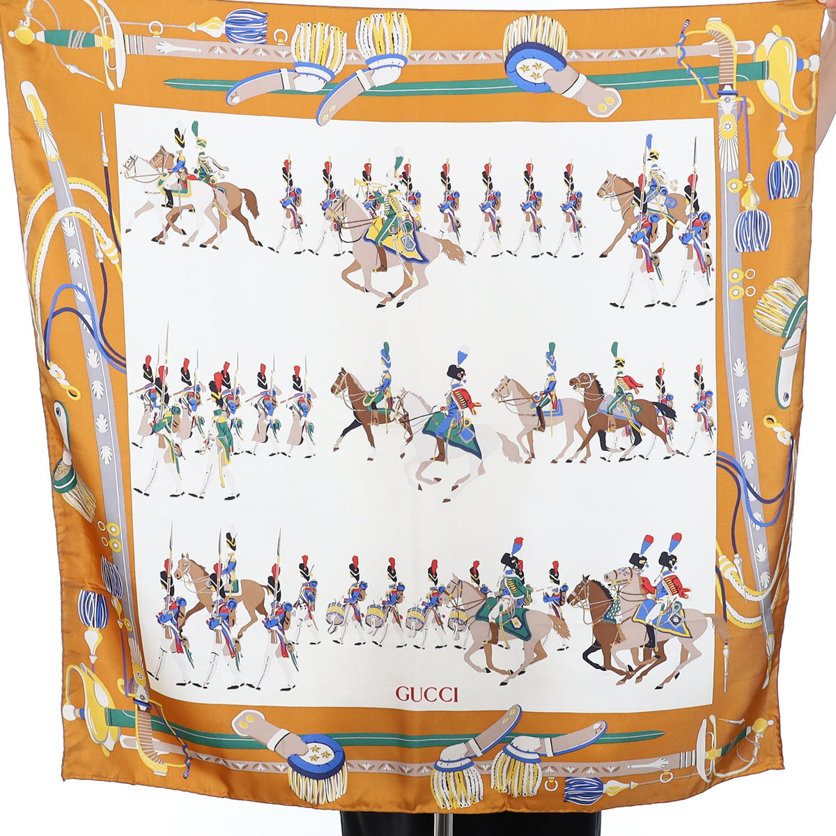 Brand New Gucci Cavalry Vintage Silk Scarf