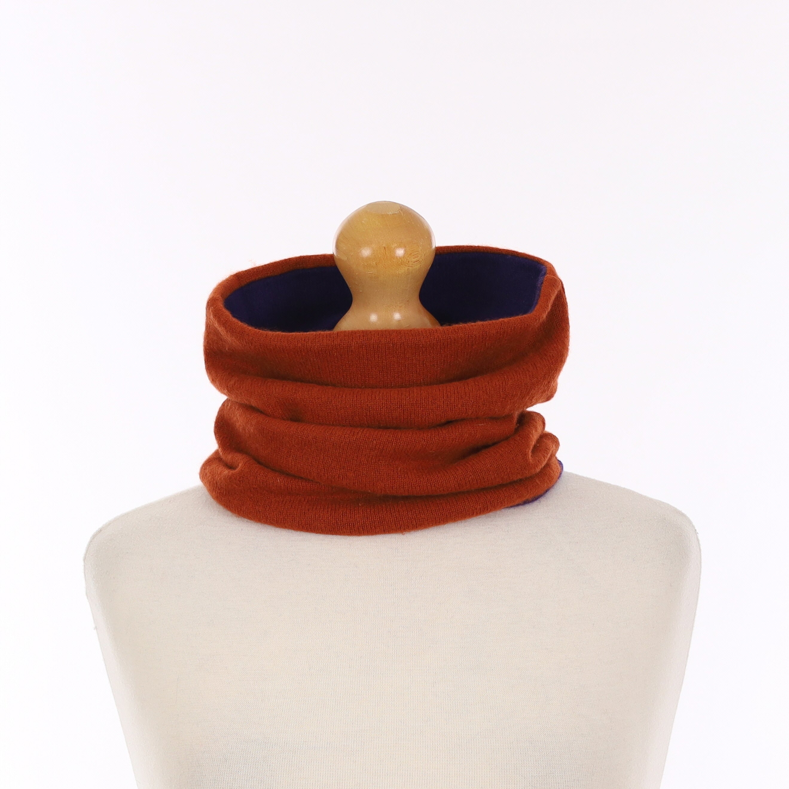 Men’s Burnt Orange and Deep Purple Luxury Double Layered Snood