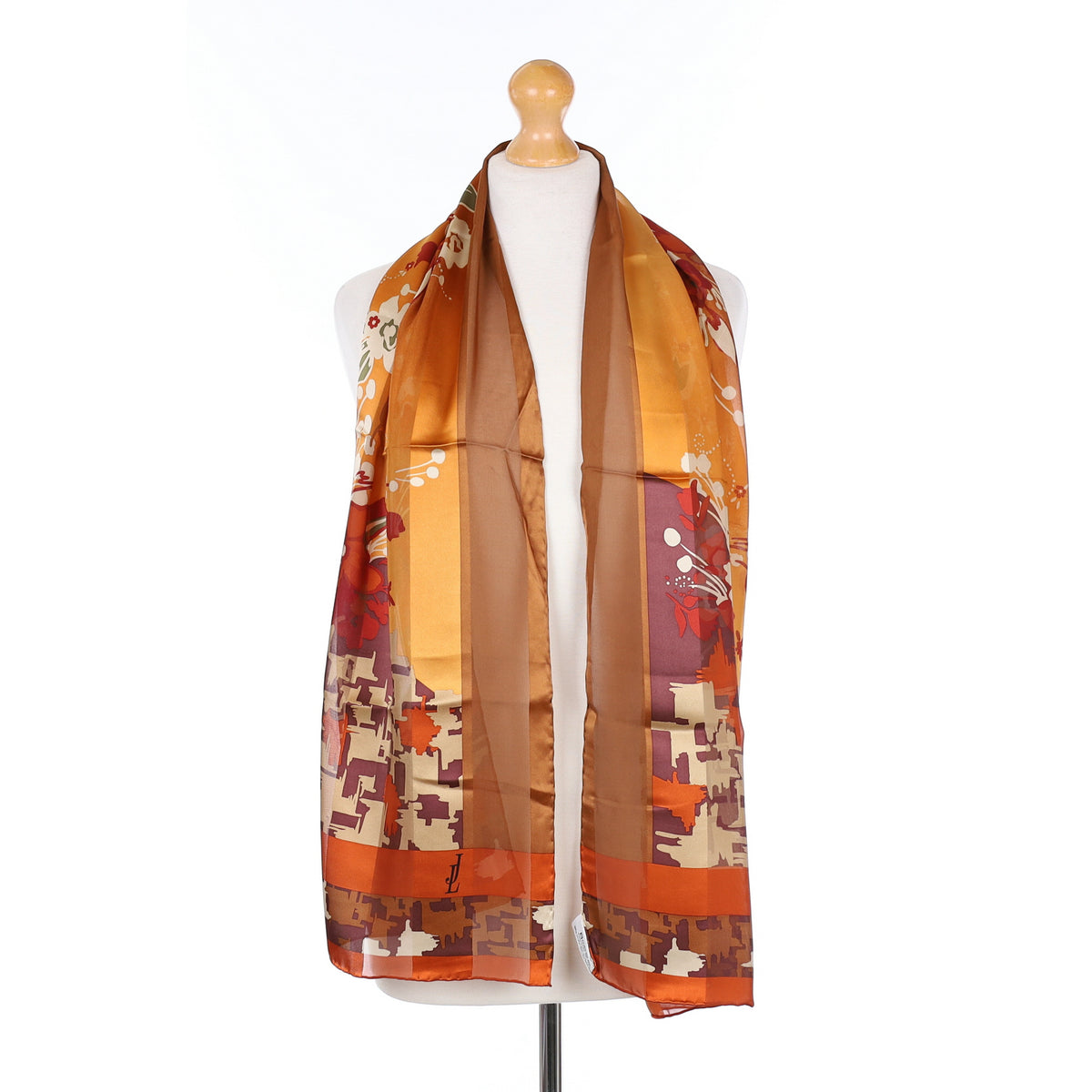 Brand New Rust Patterned Silk Scarf