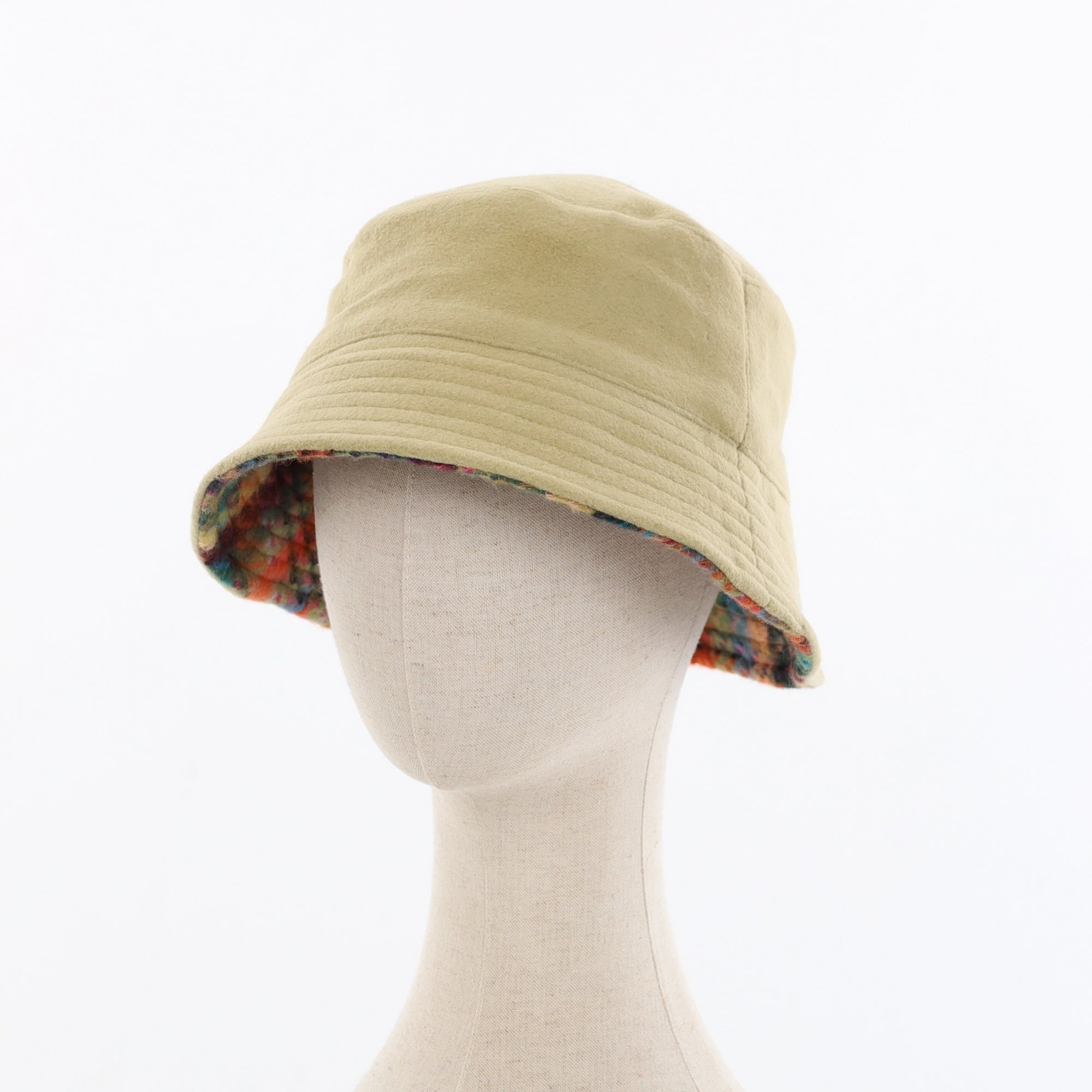 Unisex Multicolour Patterned Reversible Cashmere Bucket Hat Men’s - M Women’s - L