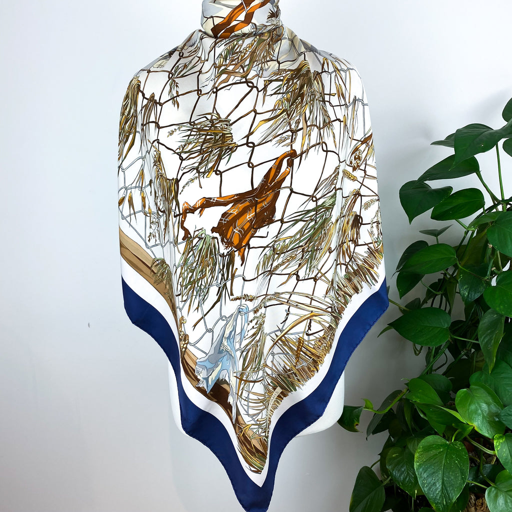 Boxed Hermes Grand Vent 1965 Designer Silk Scarf