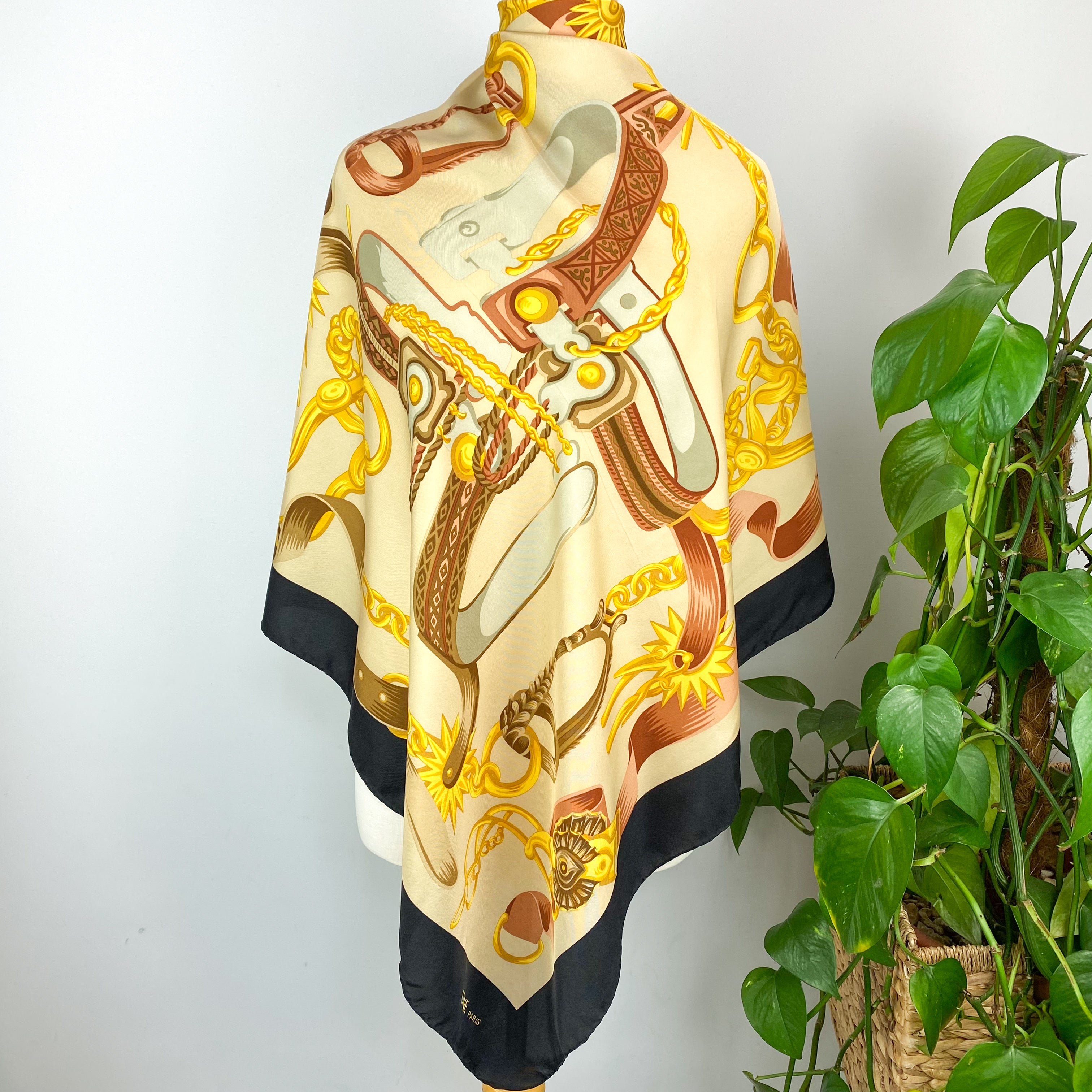 Celine Equestrian Design Silk Scarf