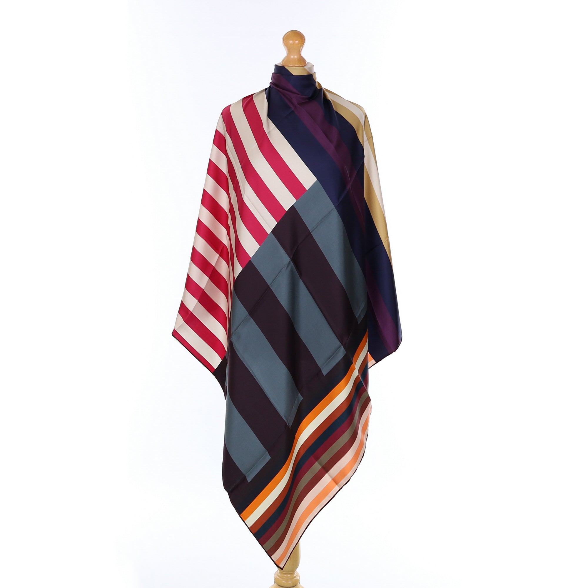 Brand New Italian Multicolour Striped Silk Scarf