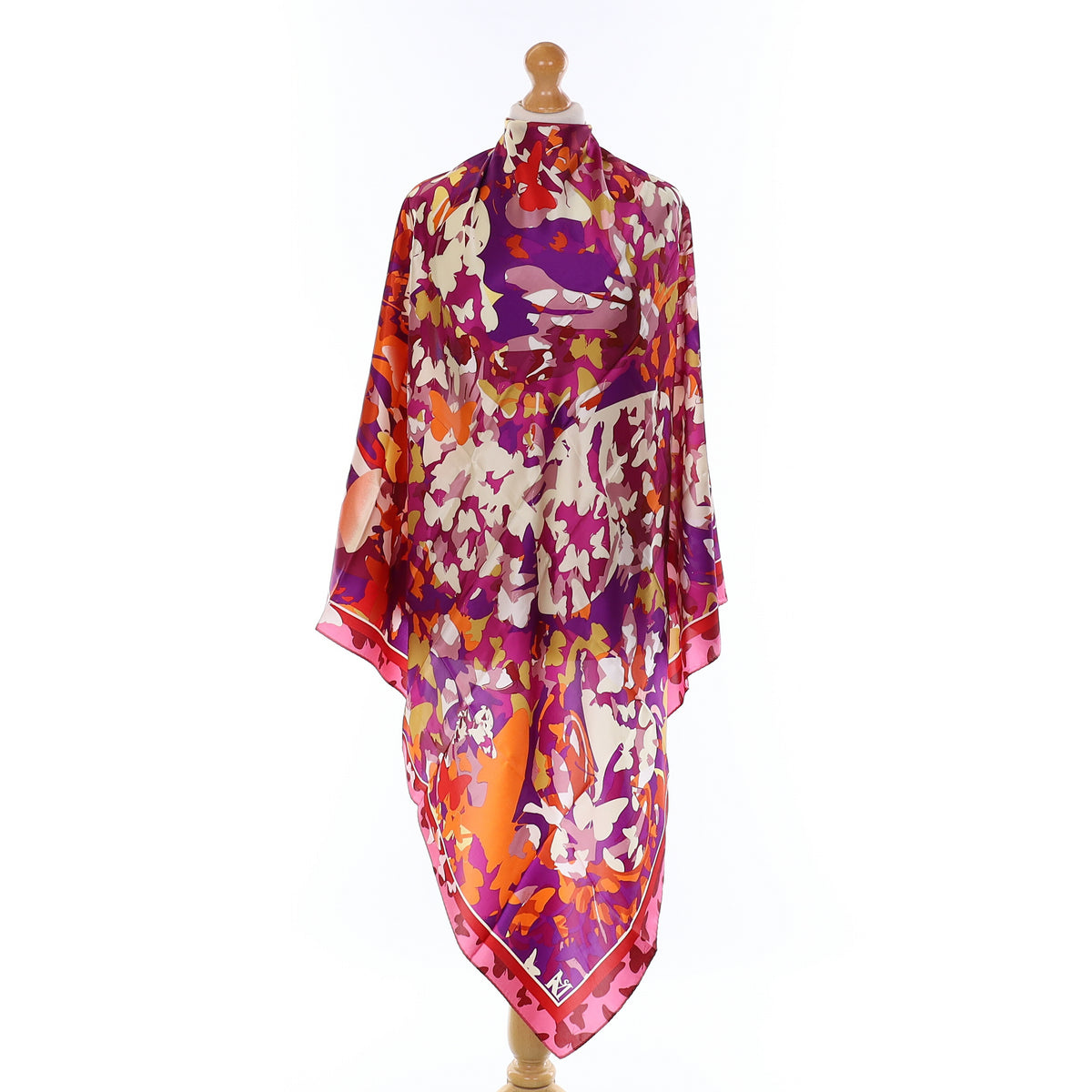 Brand New Purple Abstract Butterfly Silk Scarf