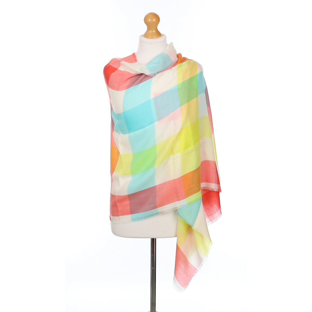 Scottish Begg & Co Multicoloured Check Fine Woven Cashmere Wrap