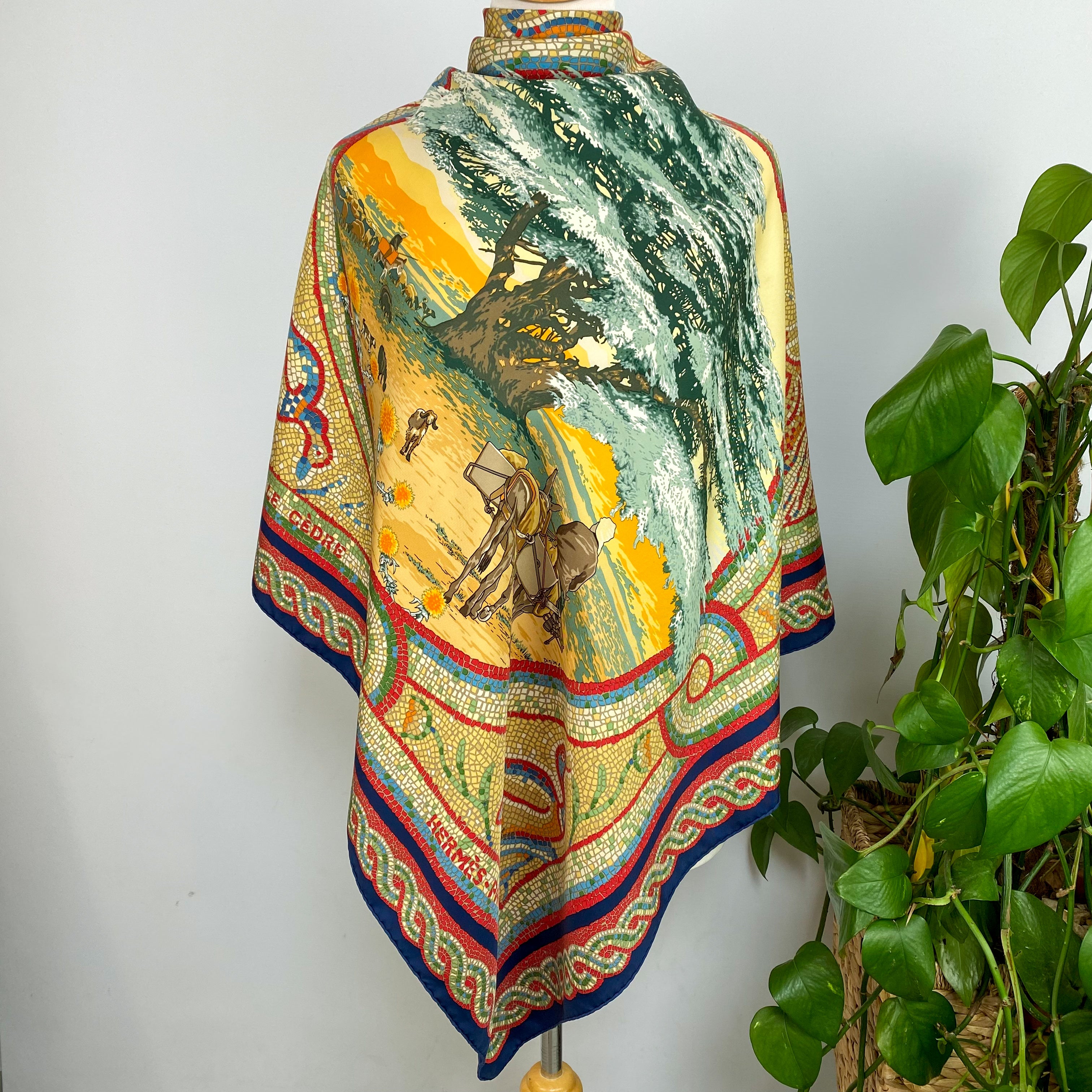 Boxed Hermès Sous le Cedre 2011 Silk Scarf