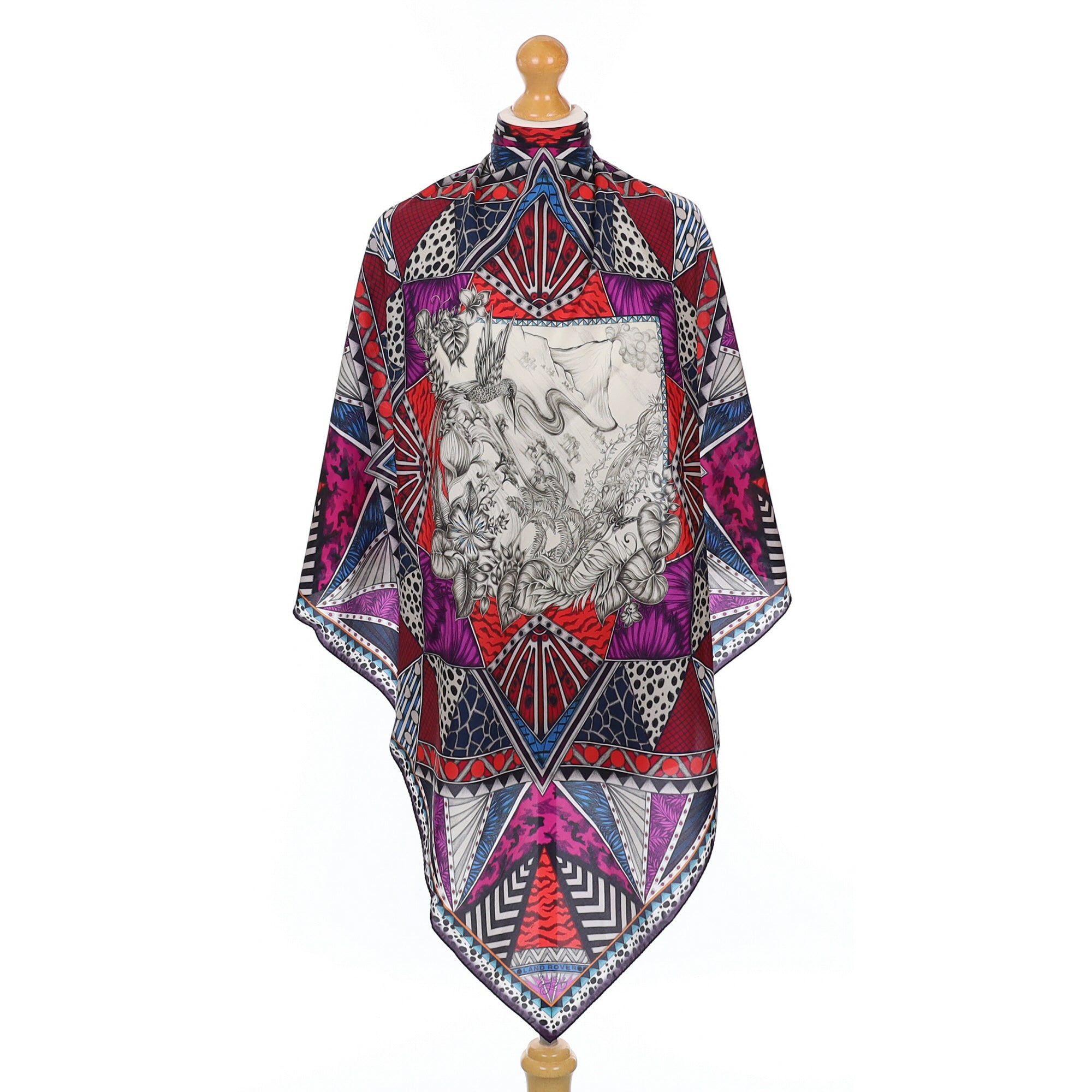 Brand New Boxed Land Rover Multicoloured Abstract Silk Scarf