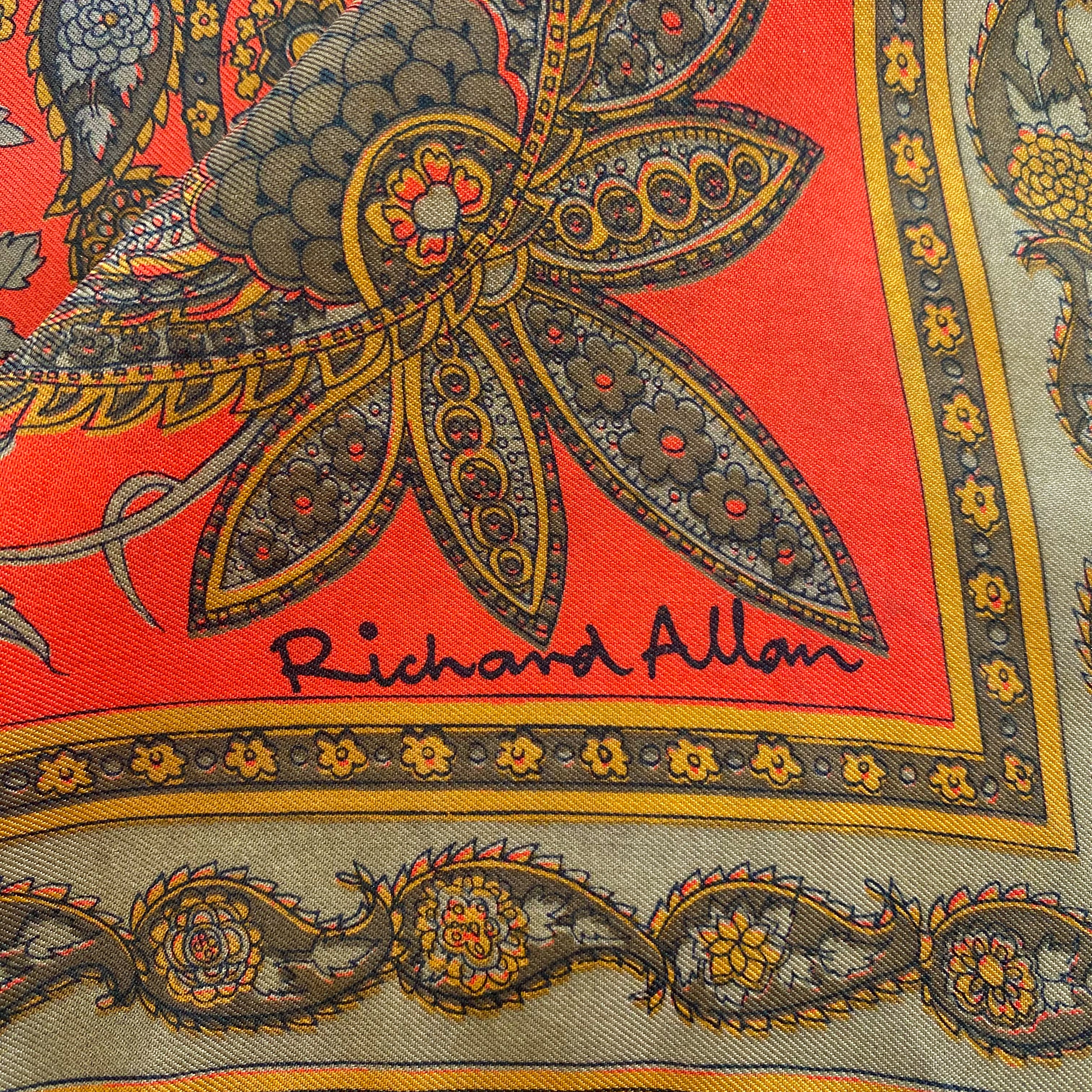 1970’s Richard Allan Red Paisley Silk Scarf