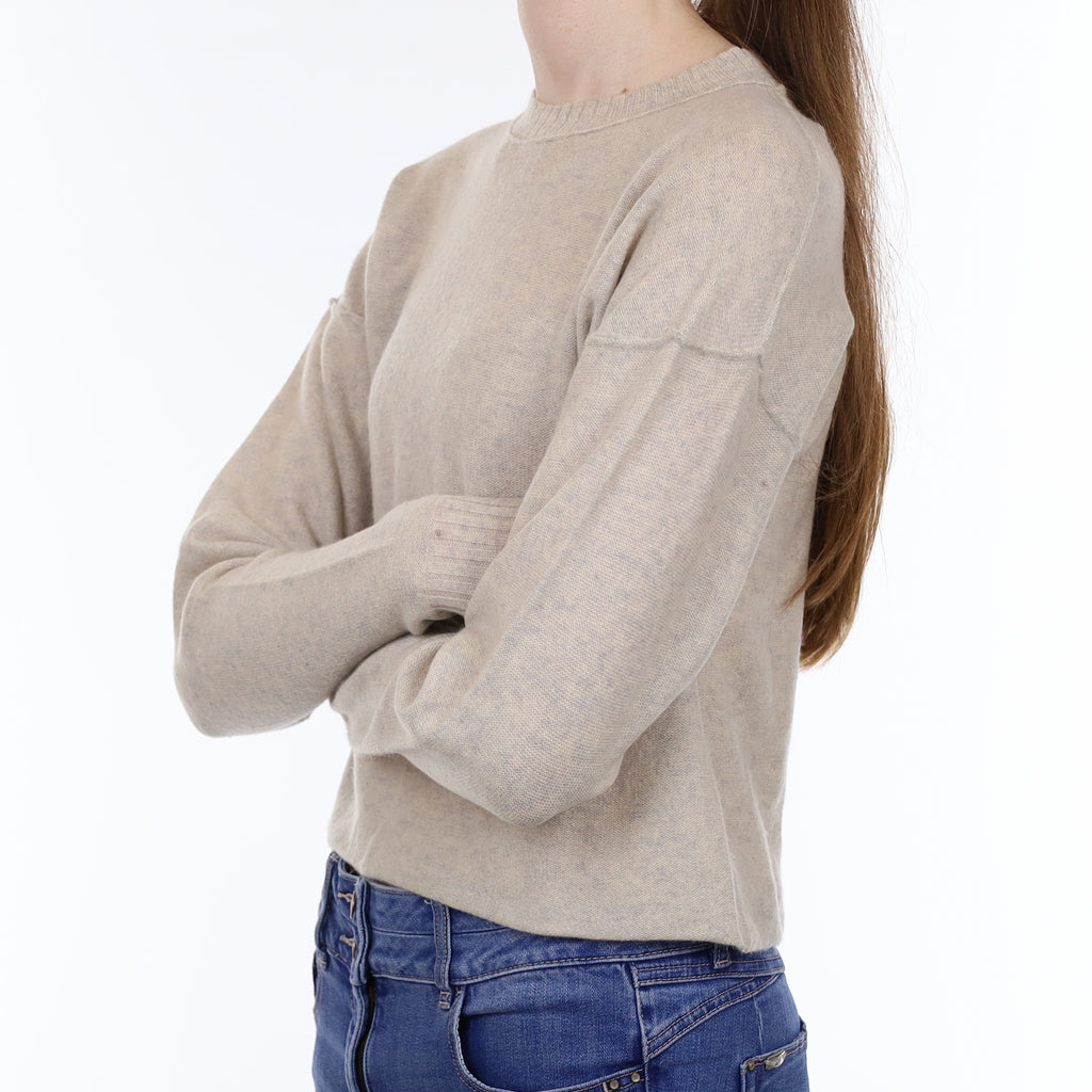 Mist Grey Cashmere Boxy Crew Neck Jumper Extra Small